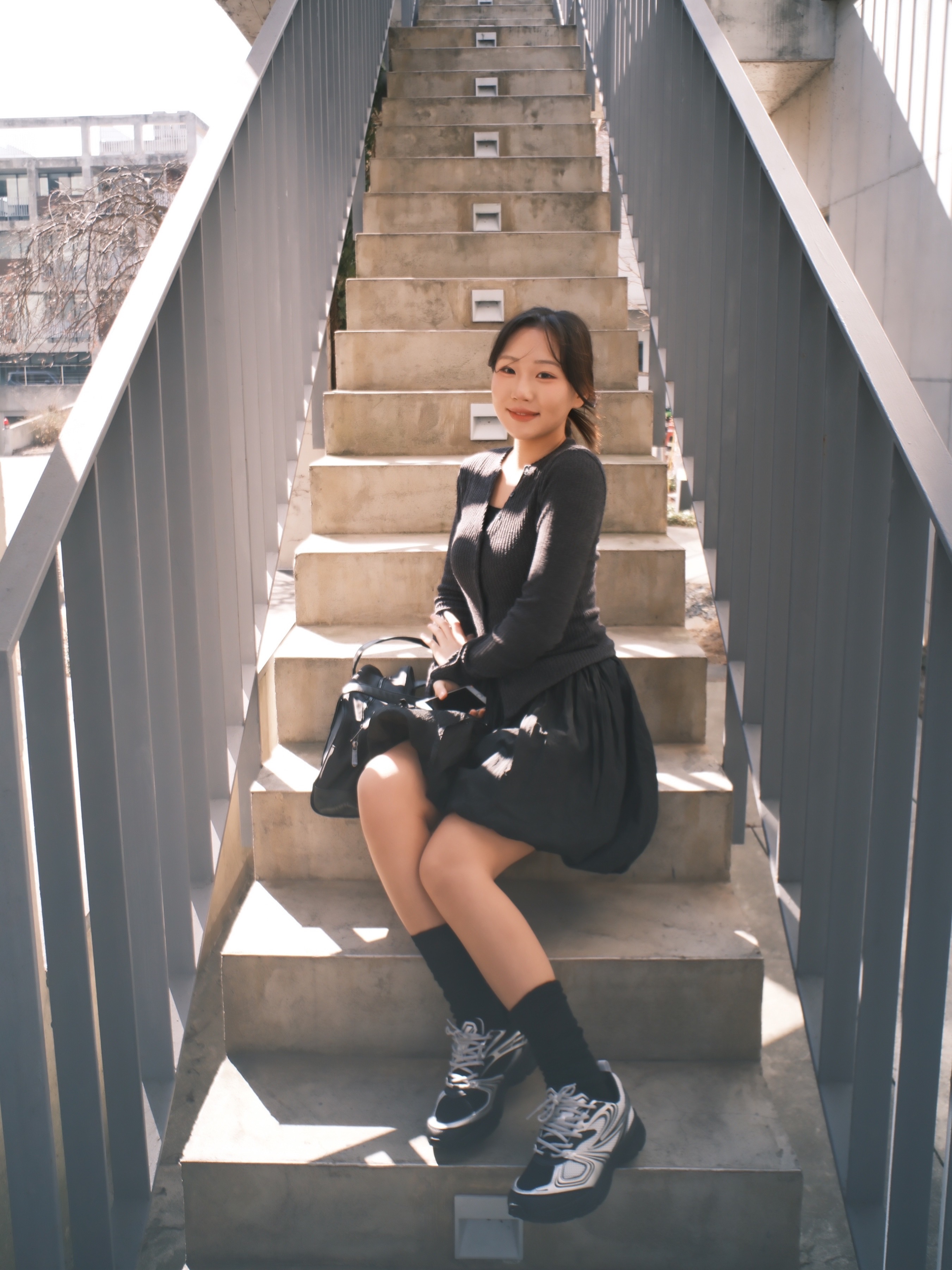 Fila Interun Black Silver 착용 스타일 - 3