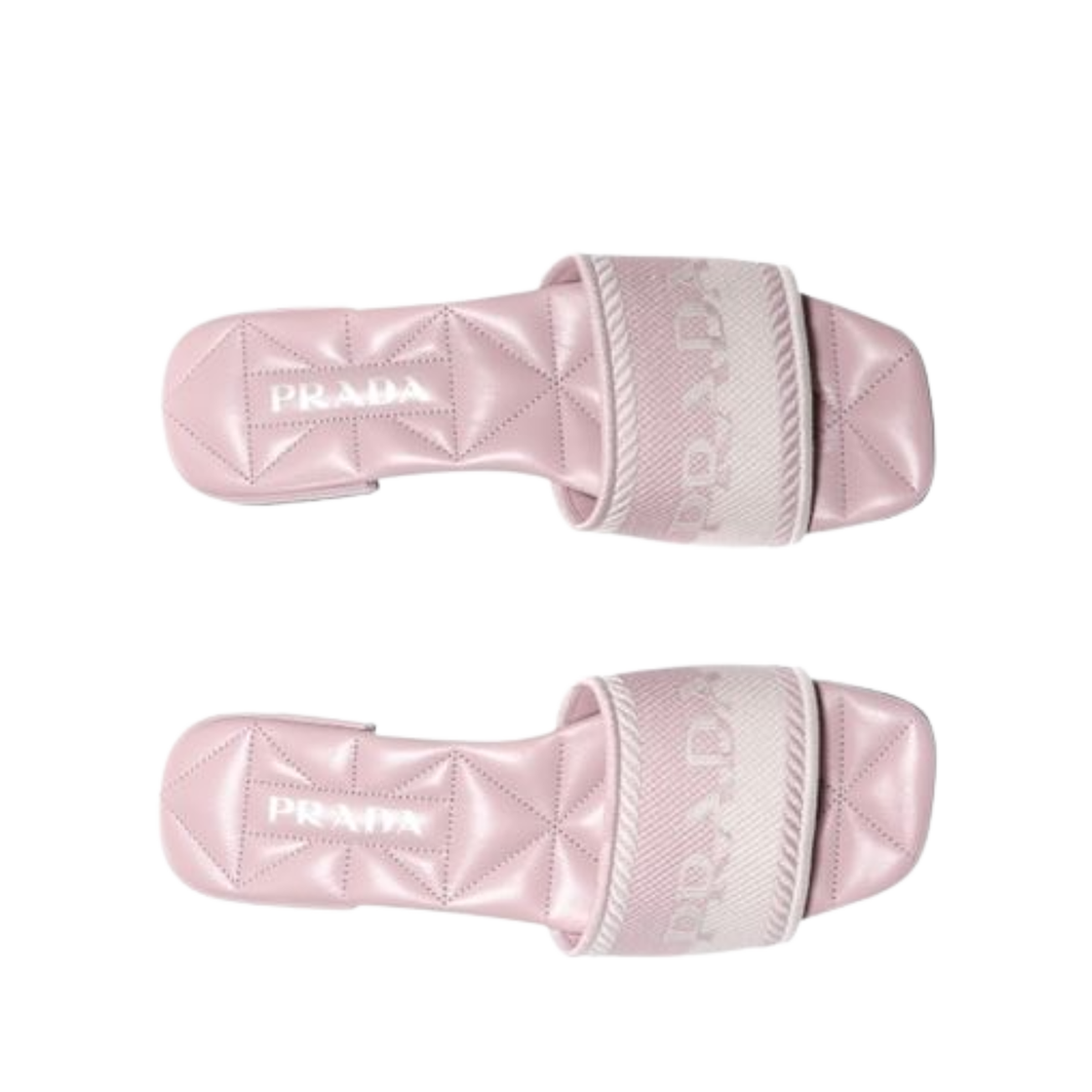 (W) 프라다 자수 패브릭 슬라이드 핑크((W) Prada Embroidered Fabric Slides Pink) - 2