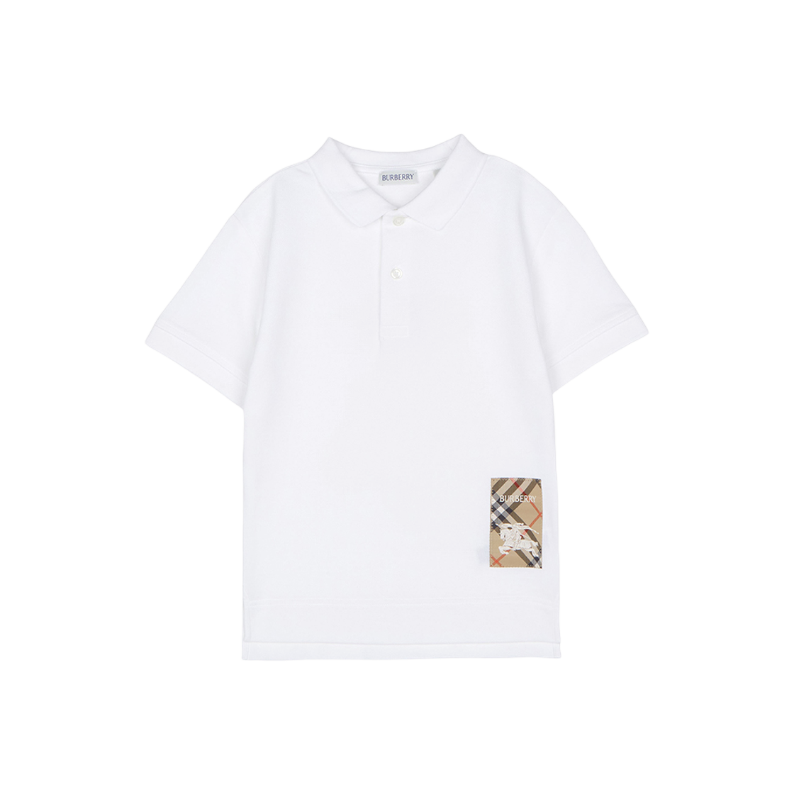 8105080 (Kids) Burberry Check Collar Short Sleeve T-Shirt White