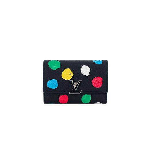 M81963 Louis Vuitton Yayoi Kusama Capucines Compact Wallet Black/Multi