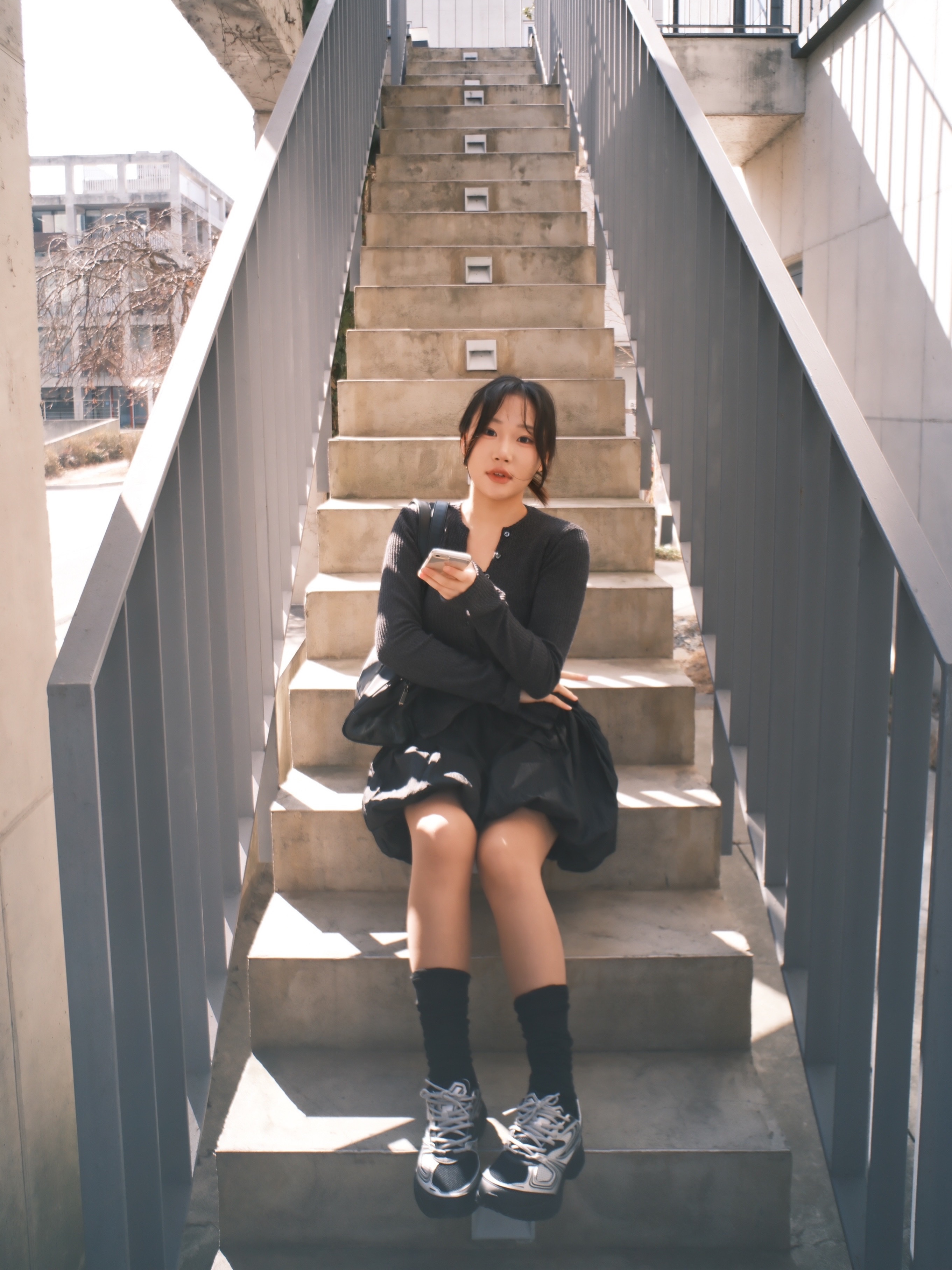 Fila Interun Black Silver 착용 스타일 - 5