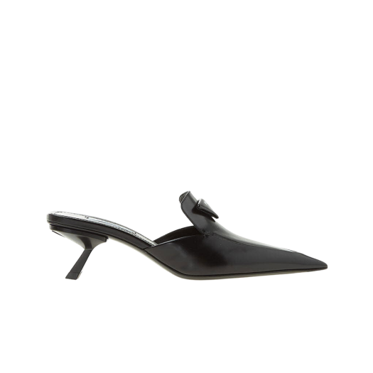 (W) Prada Brushed Leather Slingback Pumps Black