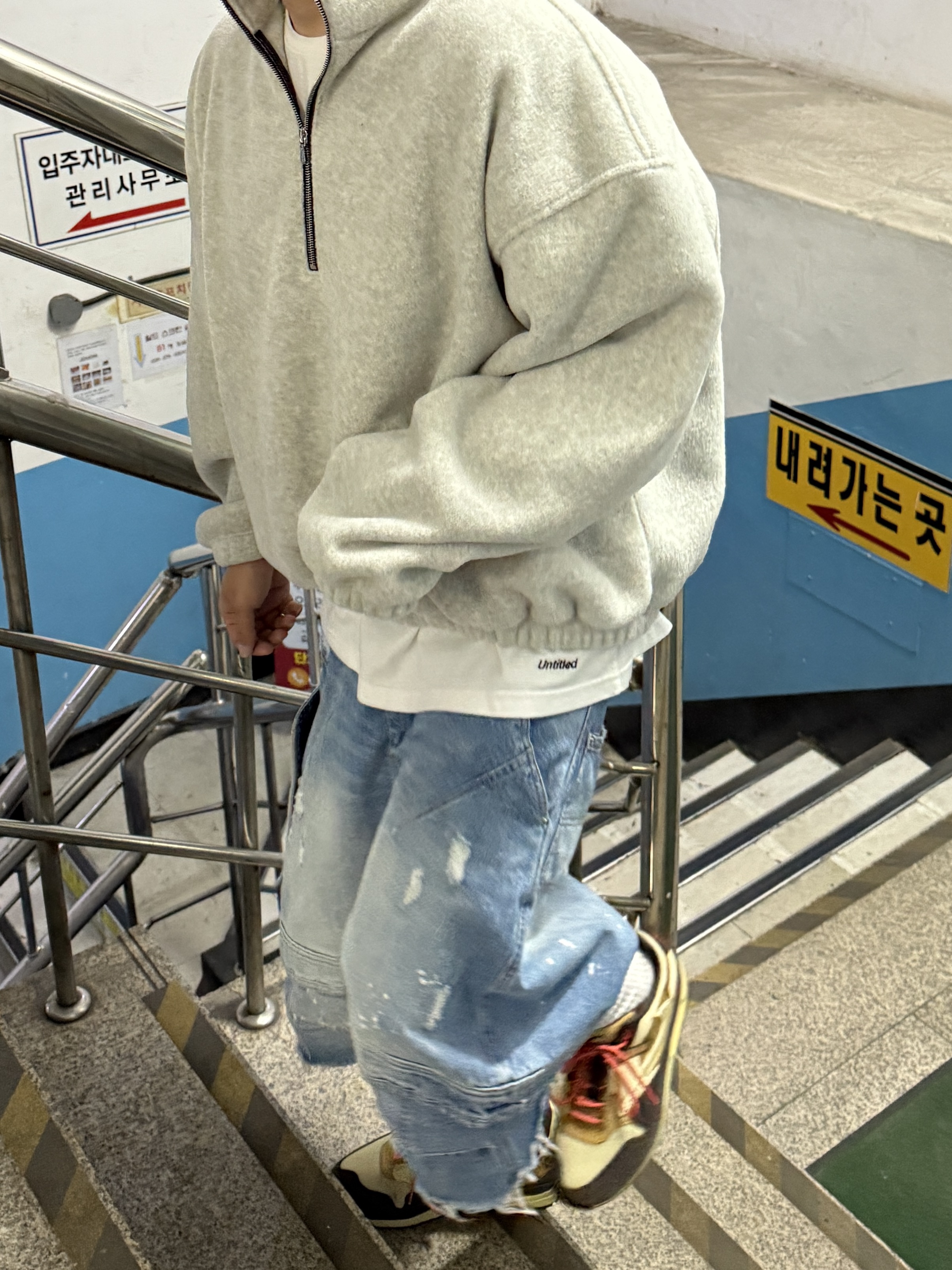 Farfromwhat Far Layered Work Shorts Pants Blue, Nike x Travis Scott Air Max 1 Cact.us Brown 착용 스타일 - 2