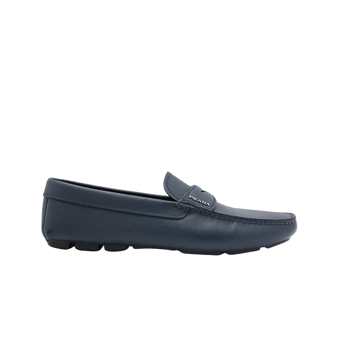 2DD158-053-F0216 Prada Saffiano Block Sole Leather Loafers Baltic Blue