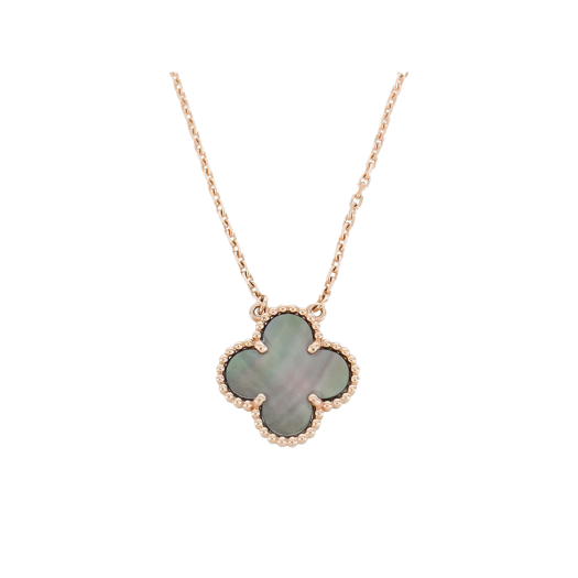 VCARP4KK00 Van Cleef & Arpels Vintage Alhambra Necklace 18K Yellow Gold Grey Mother of Pearl