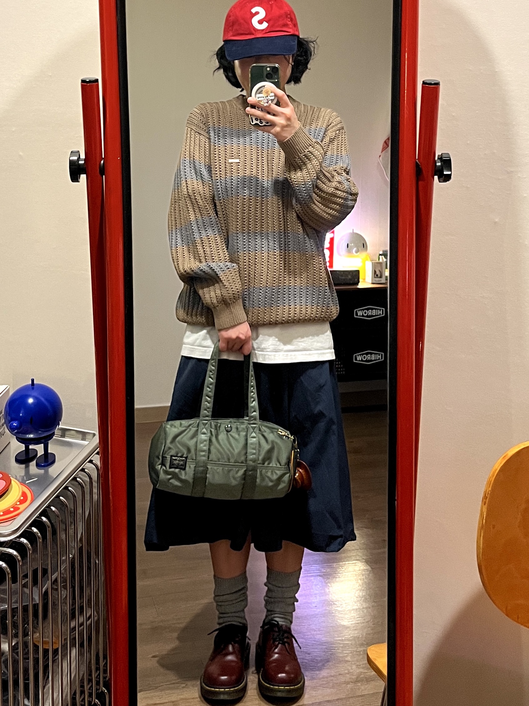 Supreme Loose Gauge Stripe Small Box Sweater Khaki - 25SS, Porter Tanker Duffle Bag S Sage Green 착용 스타일