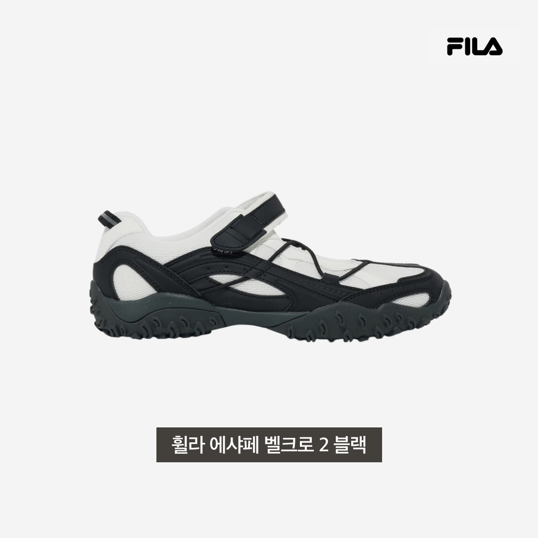 [6% 적립] FILA Echappe Velcro Maryjane Black 착용 스타일 - 3