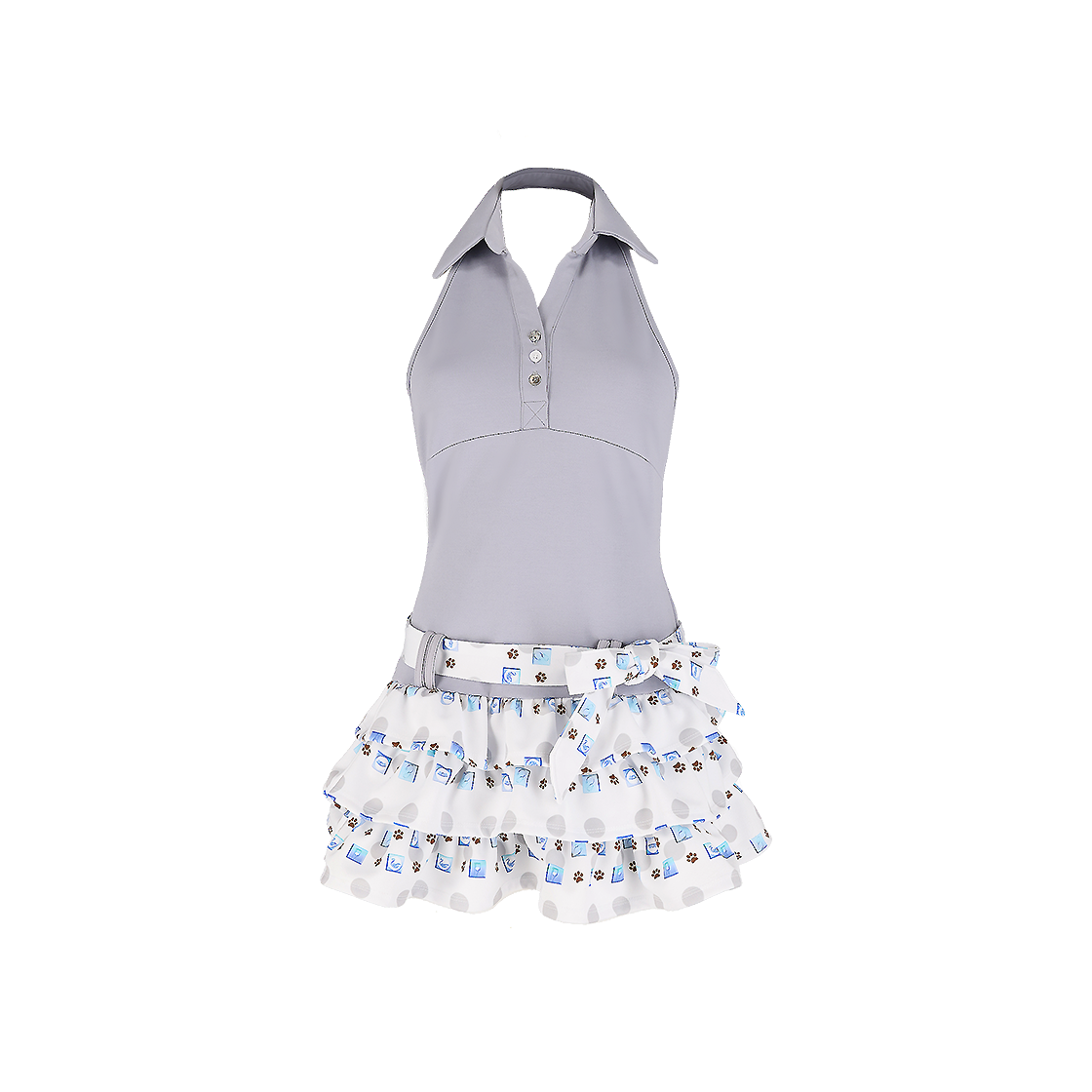 HKSS25002 Honkyo Cancan Halterneck Dress Grey