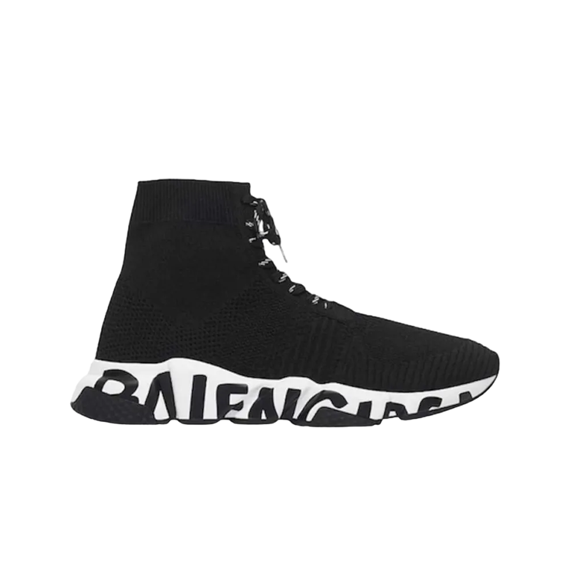 617220W2DB71015 (W) Balenciaga Speed Lace Up Graffiti Sole Black White