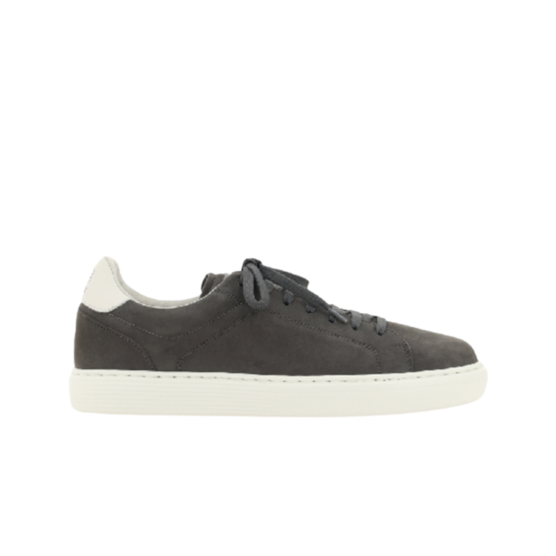 MZUDBTJ264-CDL41 Brunello Cucinelli Logo Nubuck Sneakers Dark Grey