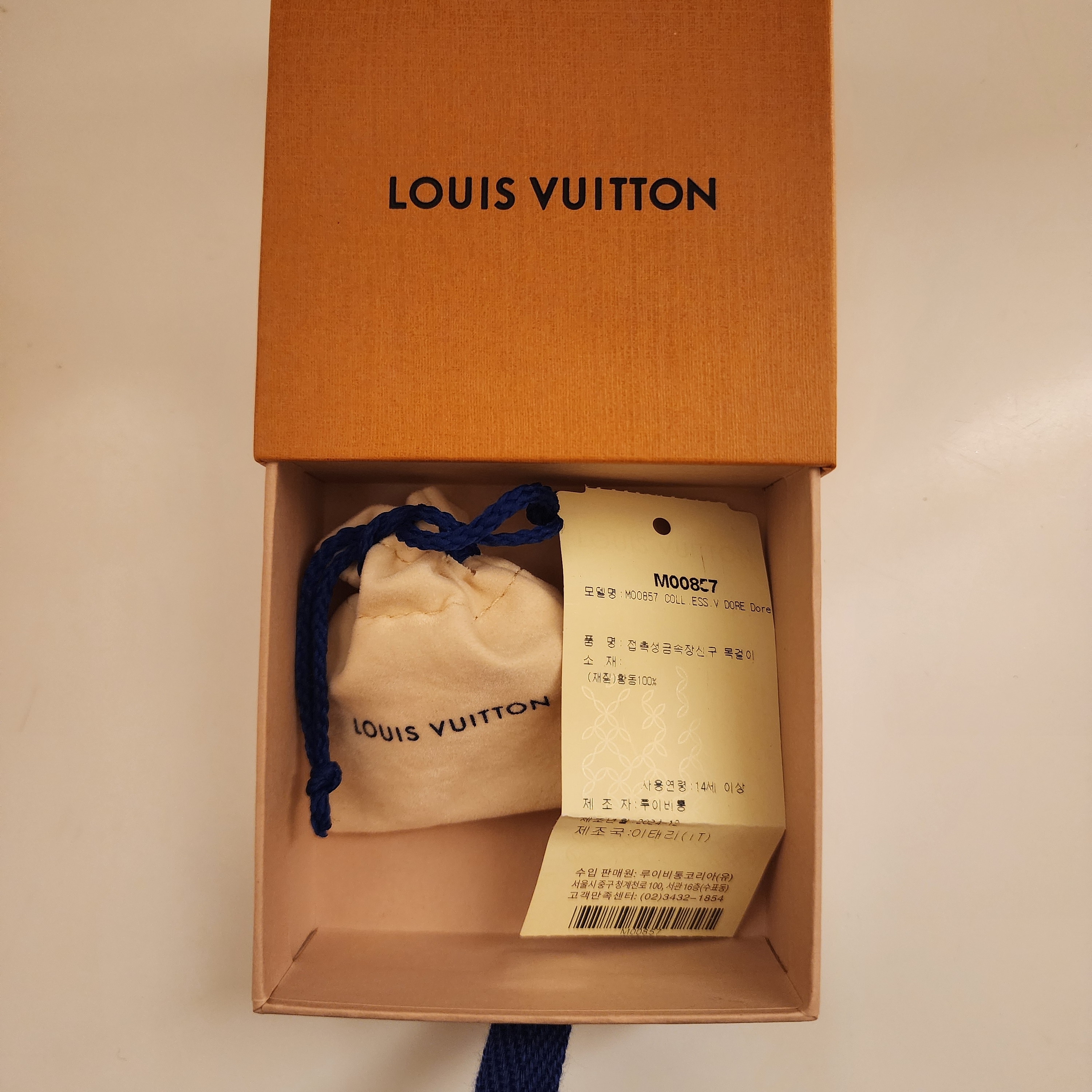 (W) Louis Vuitton Essential V Necklace Gold 착용 스타일 - 2