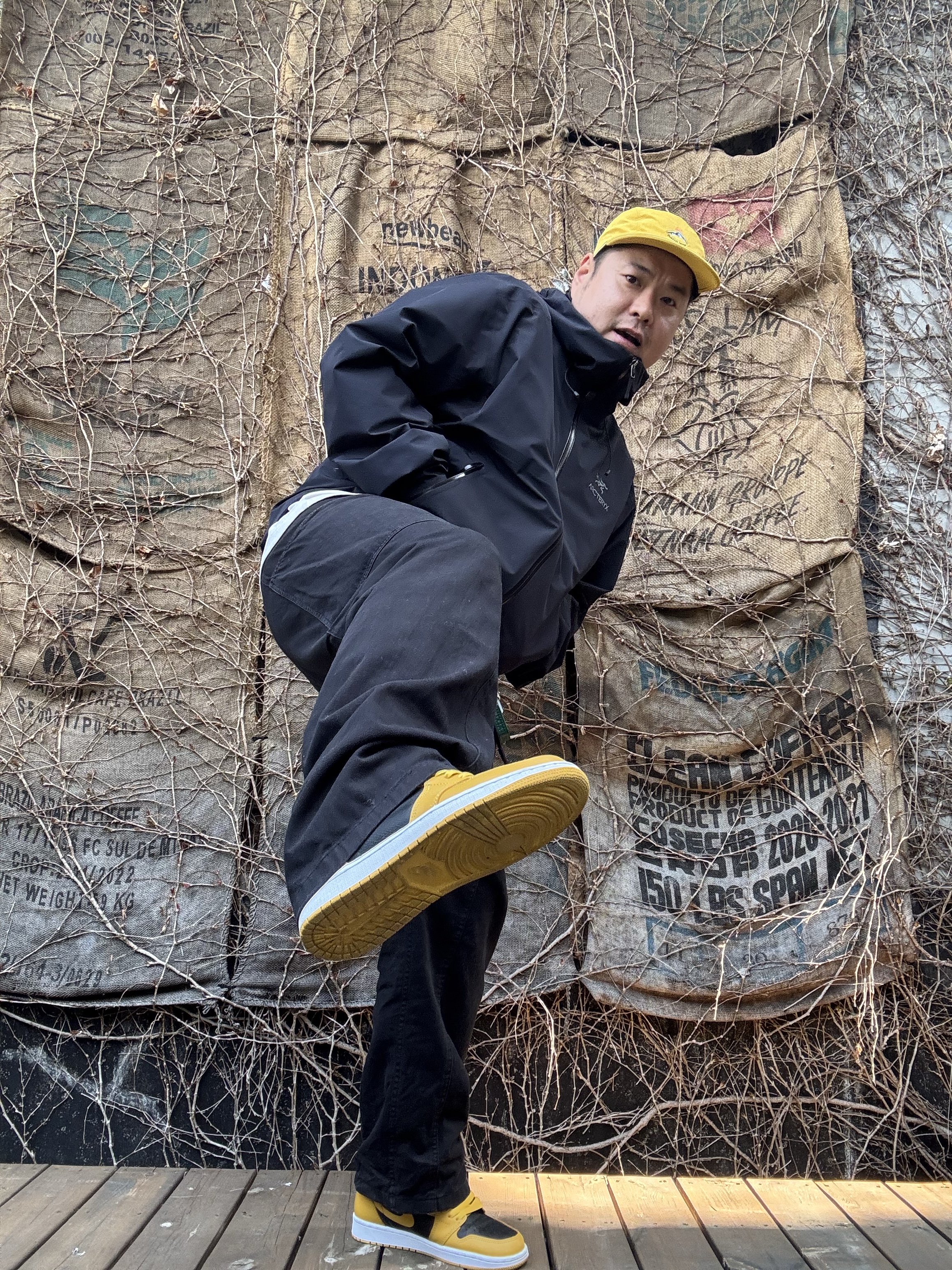 Arc'teryx Beta LT Jacket Black, Jordan 1 Retro High OG Pollen 착용 스타일 - 4