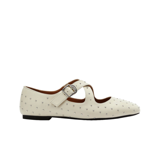 25264-7 PAES Cross Buckle Mary Jane Stud Beige