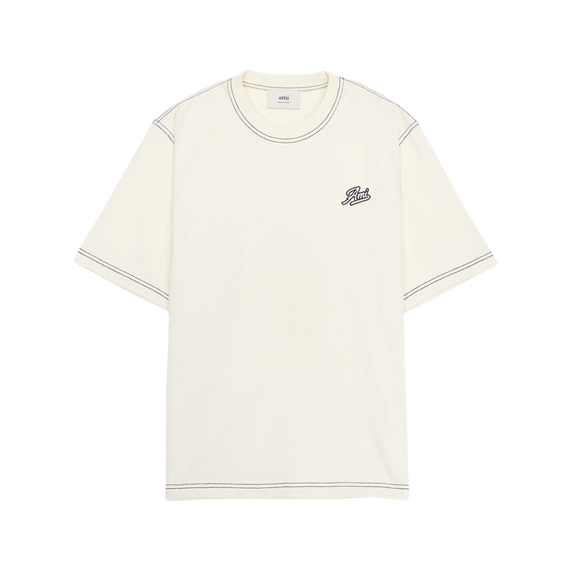 HTS029-JE0118-136 AMI Cotton Ami Signature T-Shirt Ivory