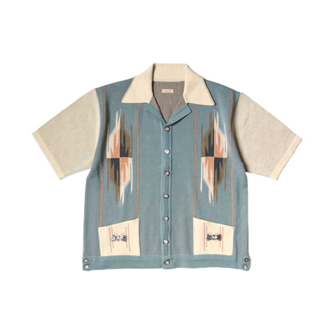 Kapital 12G Cotton Knit Chimayo Pattern Aloha Polo Shirt short sleeve