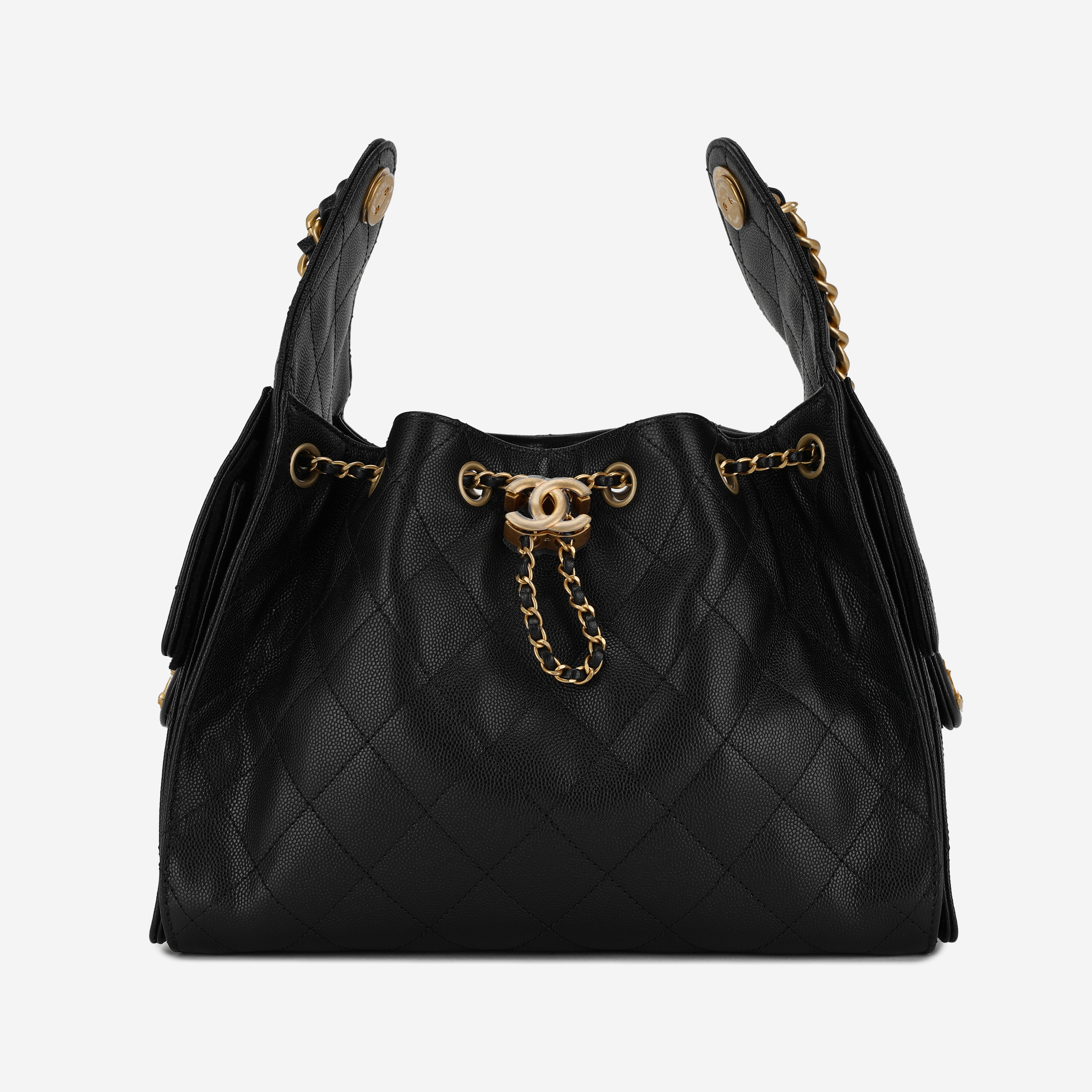 Chanel 25 Small Handbag Grained Calfskin & Gold Black