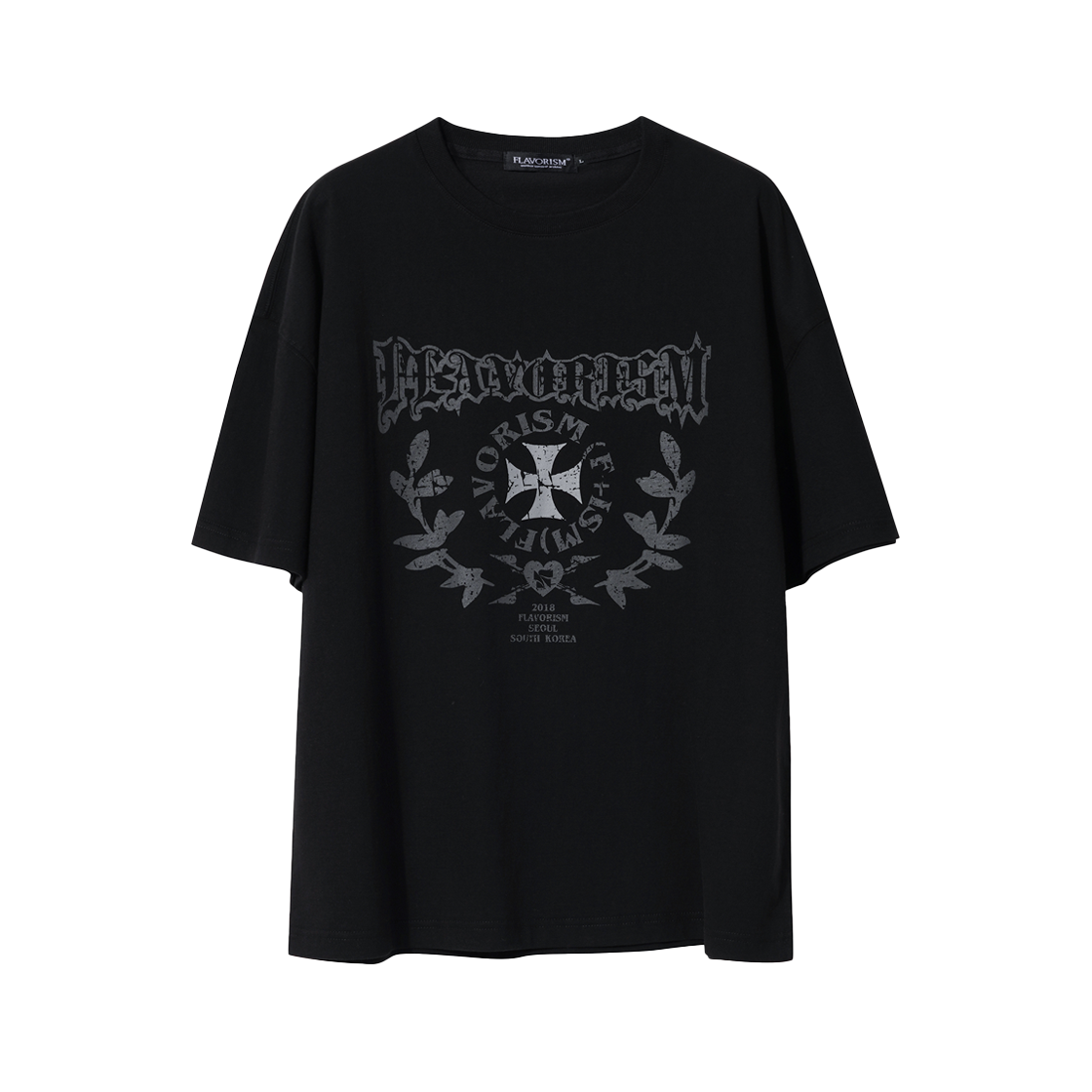 TT0087 Flavorism Laurel Graphic T-Shirt Black
