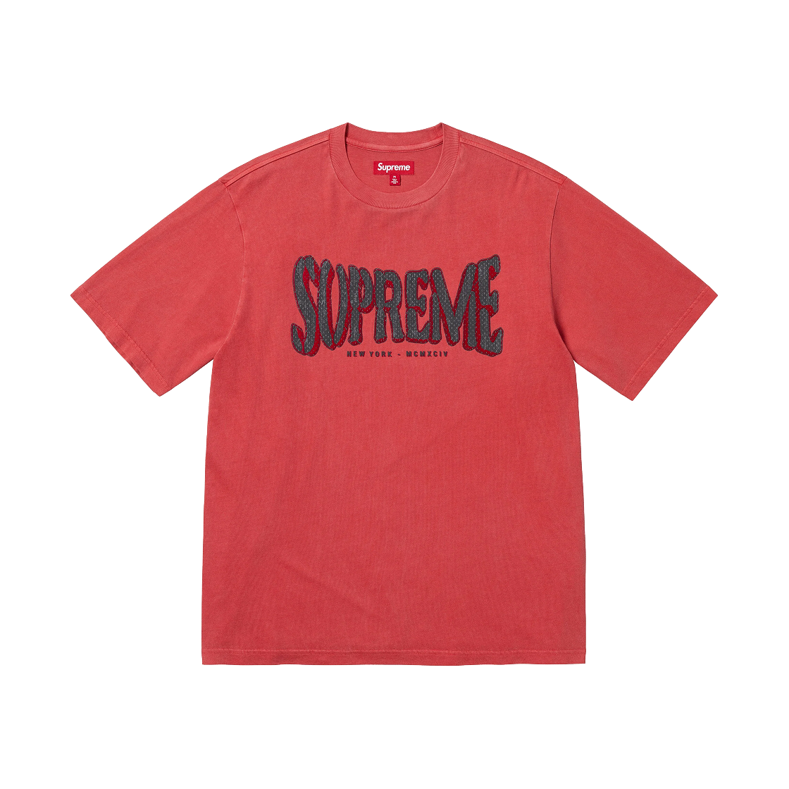 슈프림 플록 워시드 숏슬리브 탑 레드 - 25SS(Supreme Flocked Washed S/S Top Red - 25SS) - 1