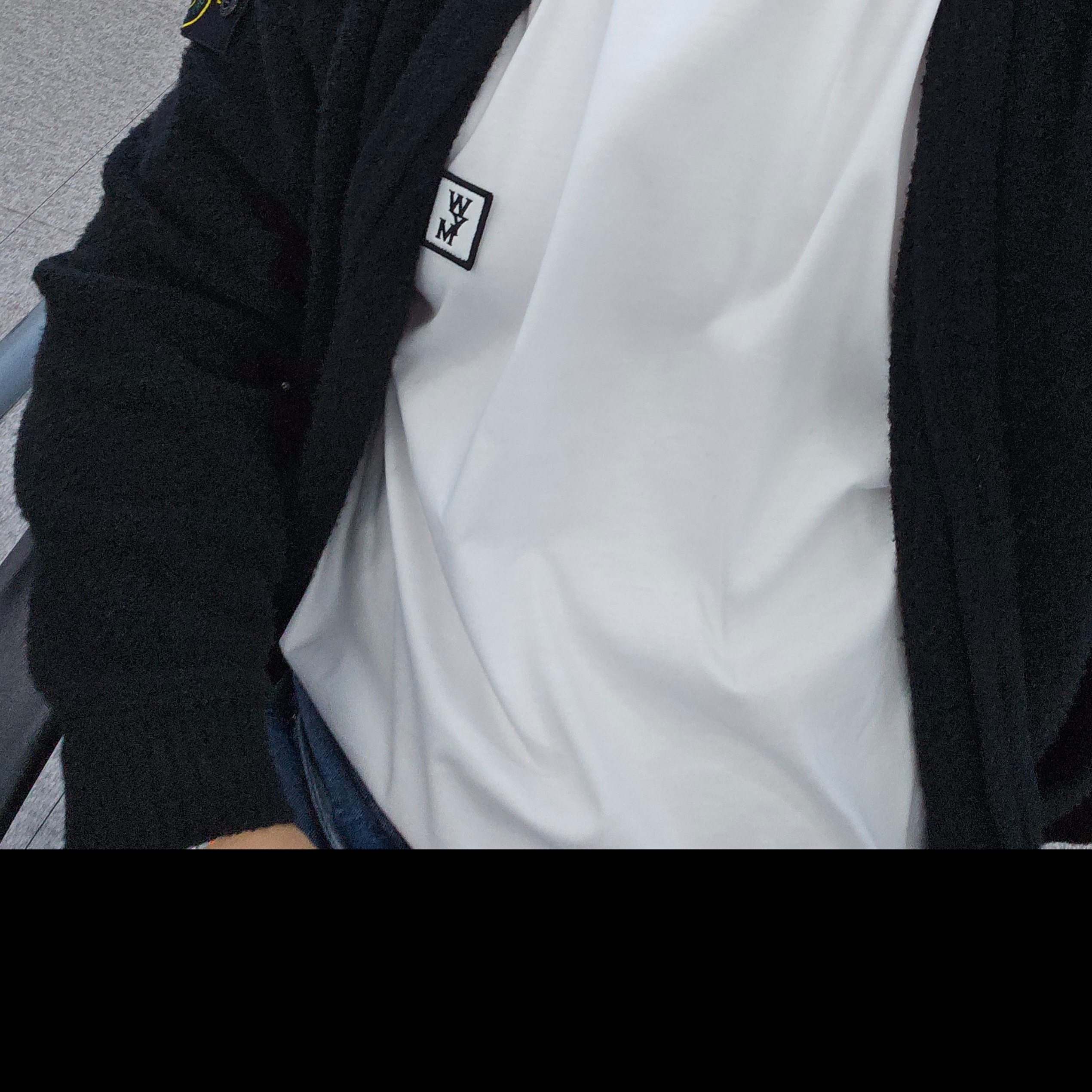 Wooyoungmi Cotton Back Logo T-Shirt White - 23FW, Supreme x Stone Island Boucle Cardigan Black - 23FW 착용 스타일