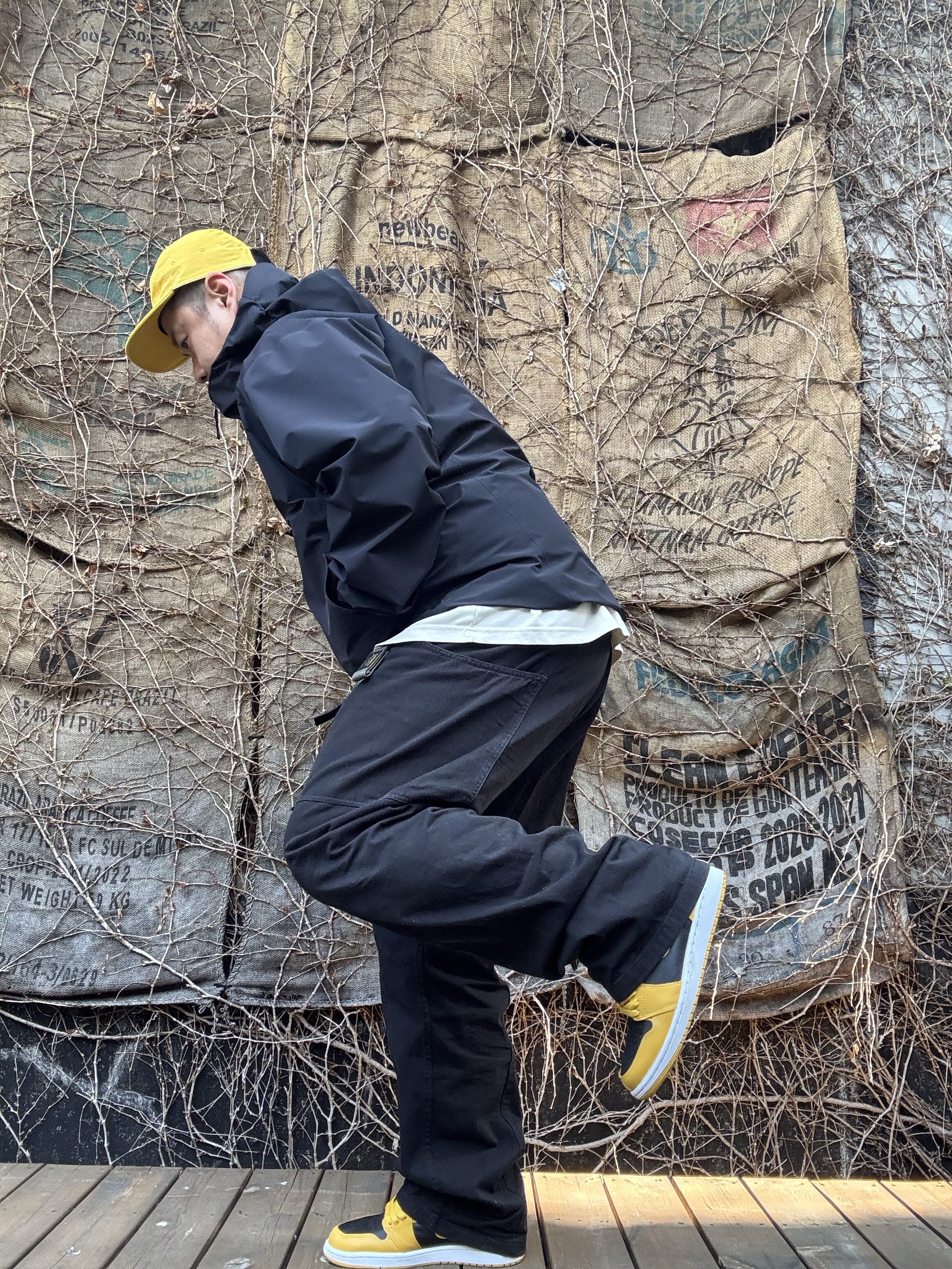 Arc'teryx Beta LT Jacket Black, Jordan 1 Retro High OG Pollen 착용 스타일 - 2