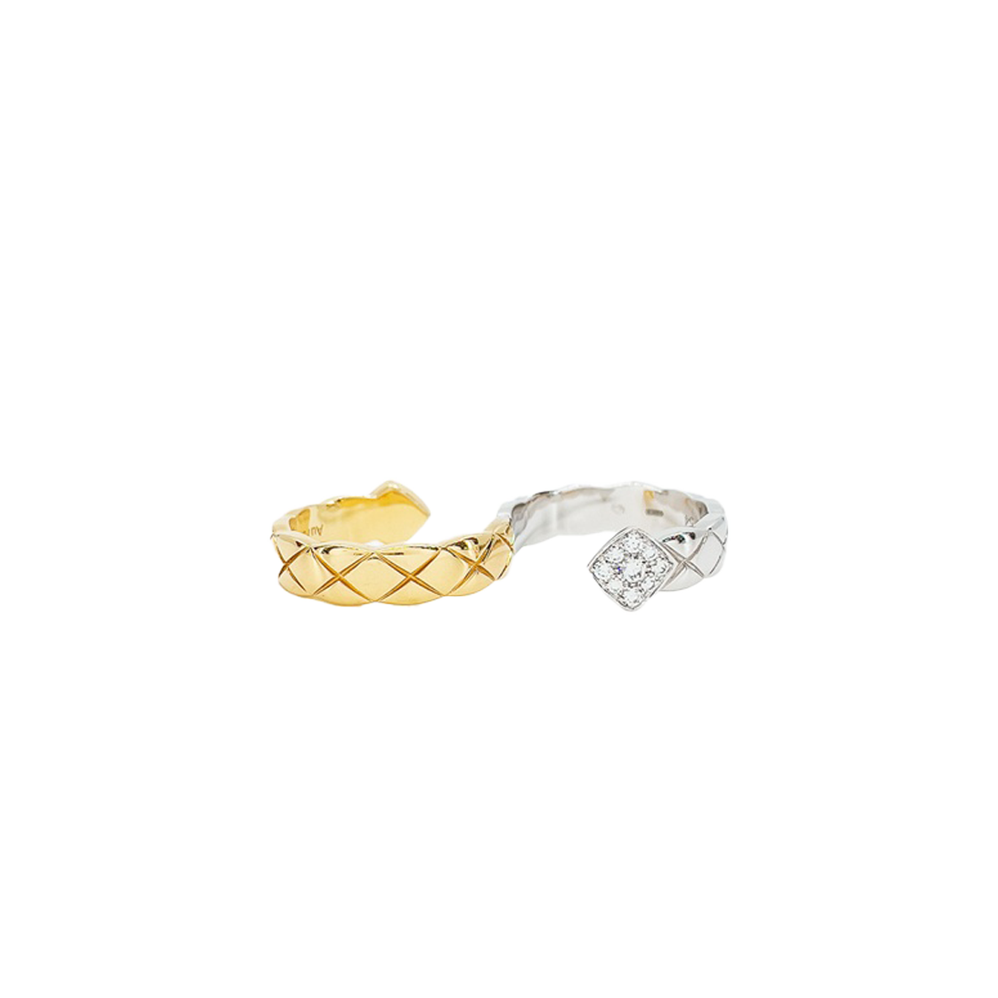 샤넬 코코크러쉬 투 핑거 링 18K 화이트/옐로우골드 다이아몬드(Chanel Coco Crush Two Finger Ring 18K White/Yellow Gold Diamond)