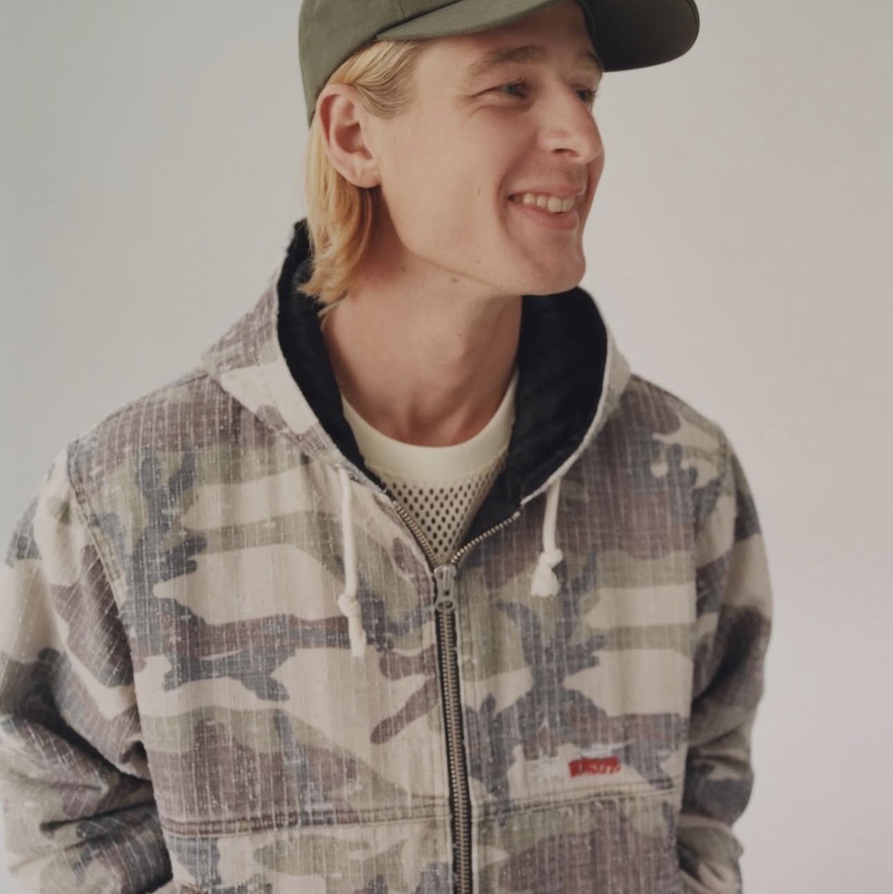 Stussy Work Jacket Camo Canvas Needlepunch Woodland Camo 착용 스타일