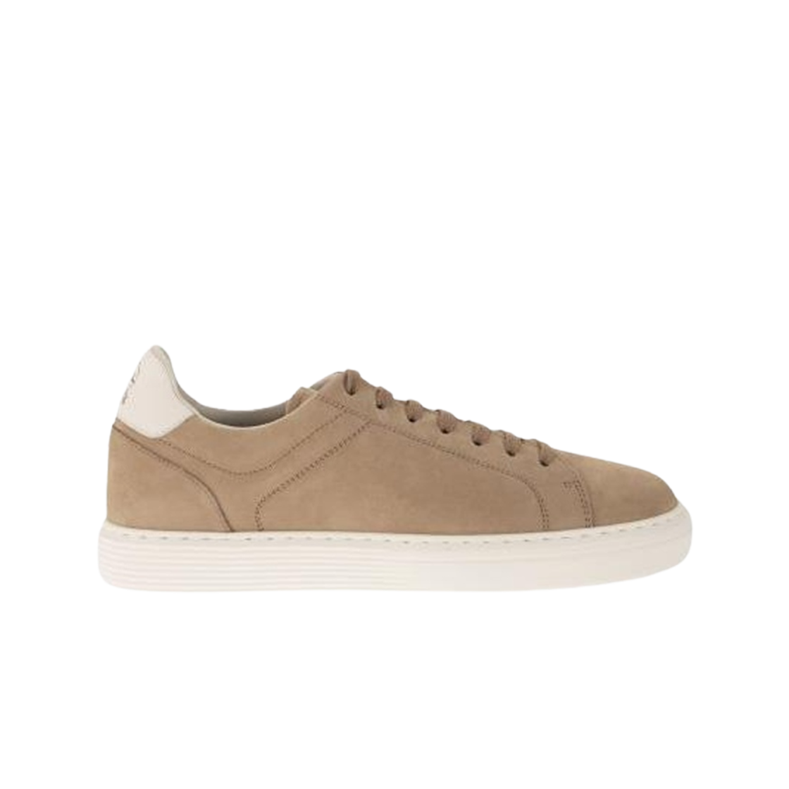 MZUDBTJ264-CES19 Brunello Cucinelli Logo Nubuck Sneakers Dark Beige
