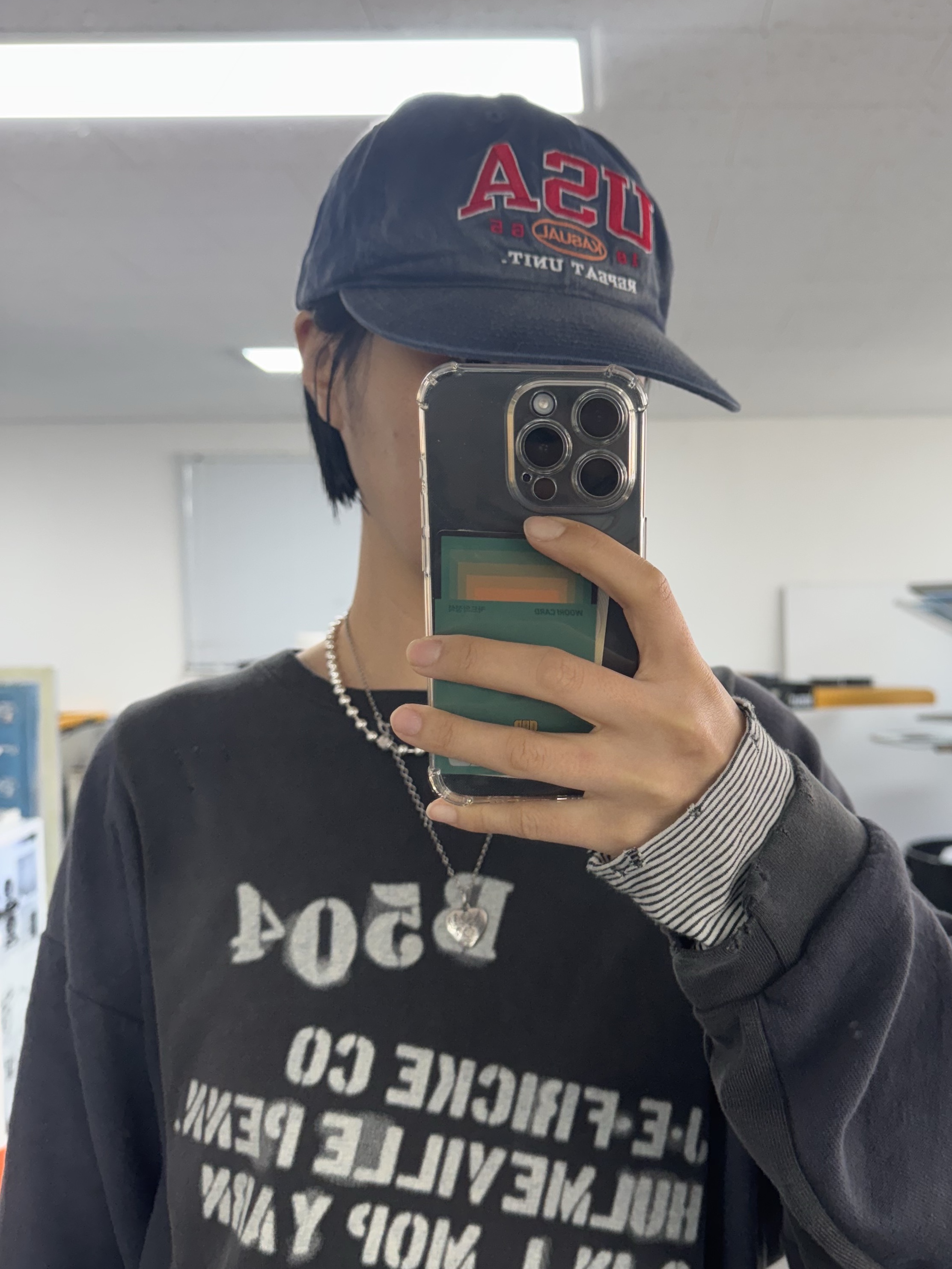 캐쥬얼 매뉴얼 유에스에이 모자 네이비 착용 스타일