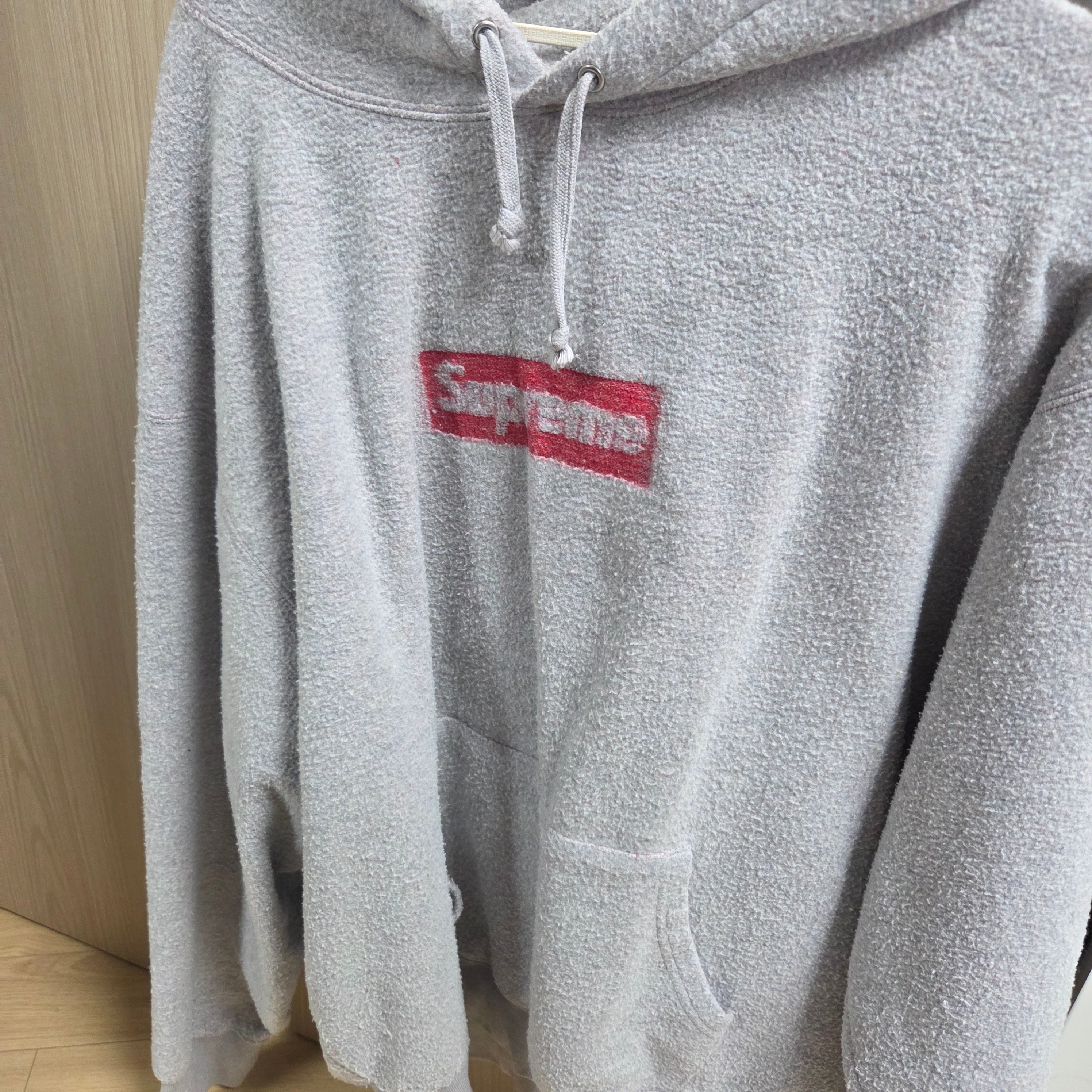 Supreme Inside Out Box Logo Hooded Sweatshirt Heather Grey - 23SS 착용 스타일