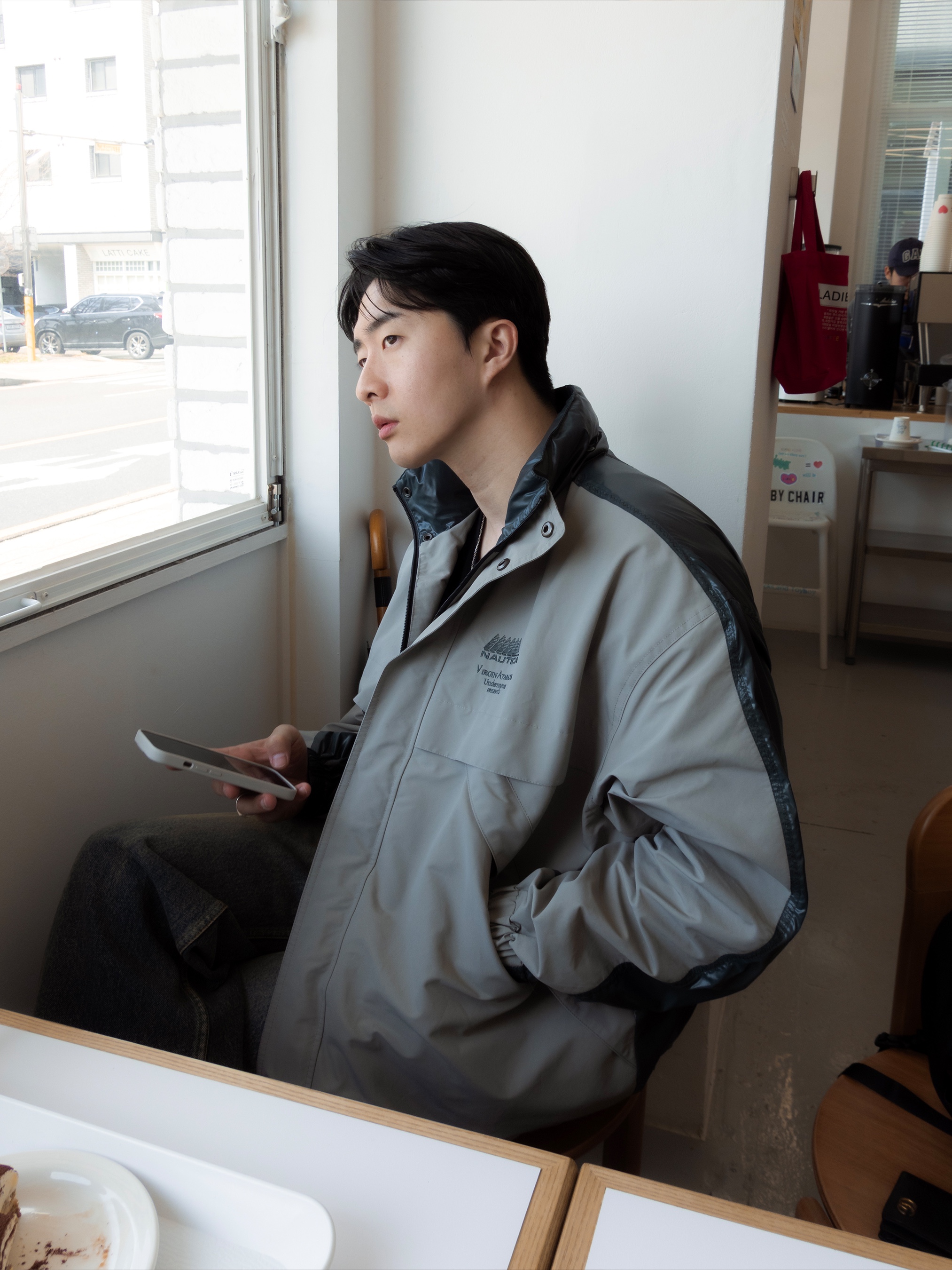 NAUTICA x Undermycar - NTC X UMC UTILITY PARKA - GREY, Bottega Veneta Orbit Sneaker Mud White 착용 스타일 - 2
