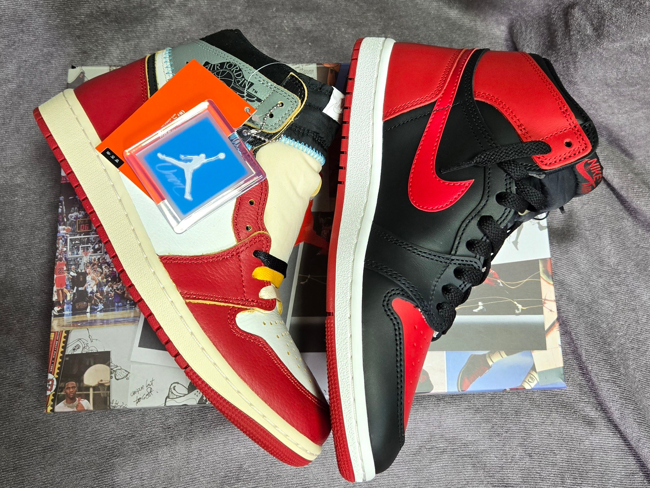 Jordan 1 x Union Retro High OG Chicago Shadow, Jordan 1 High 85 Bred 착용 스타일 - 4