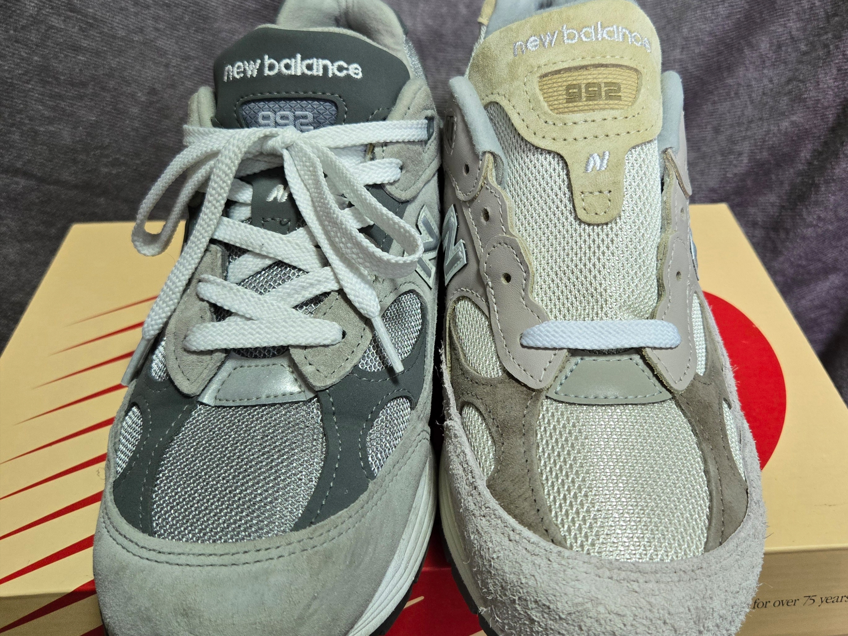 New Balance 992 Made in USA Moonrock Mushroom, New Balance 992 Made in USA Grey - D Standard 착용 스타일 - 4