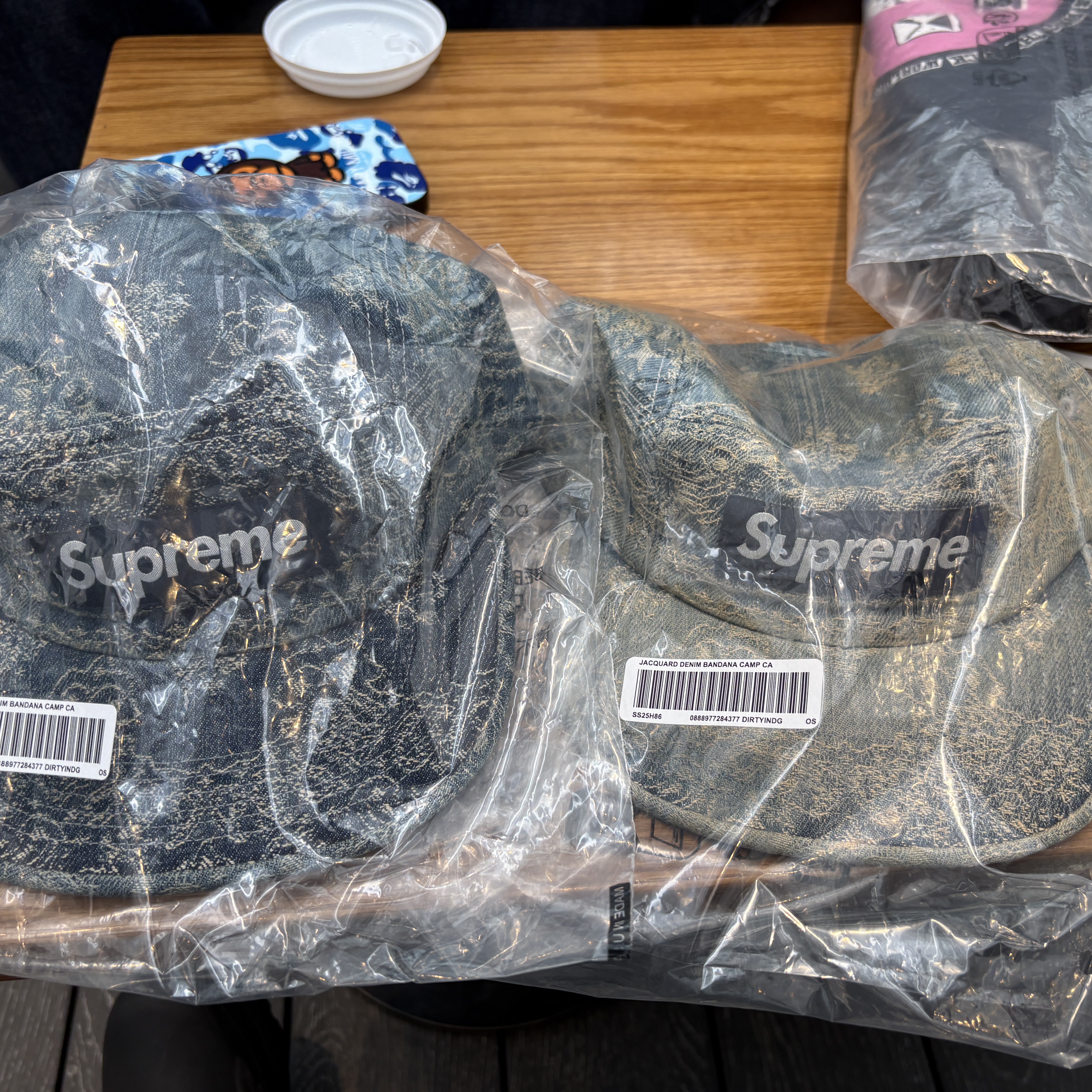 Supreme Bandana Jacquard Denim Camp Cap Blue - 25SS, Human Made Graphic T-Shirt Black 착용 스타일 - 2