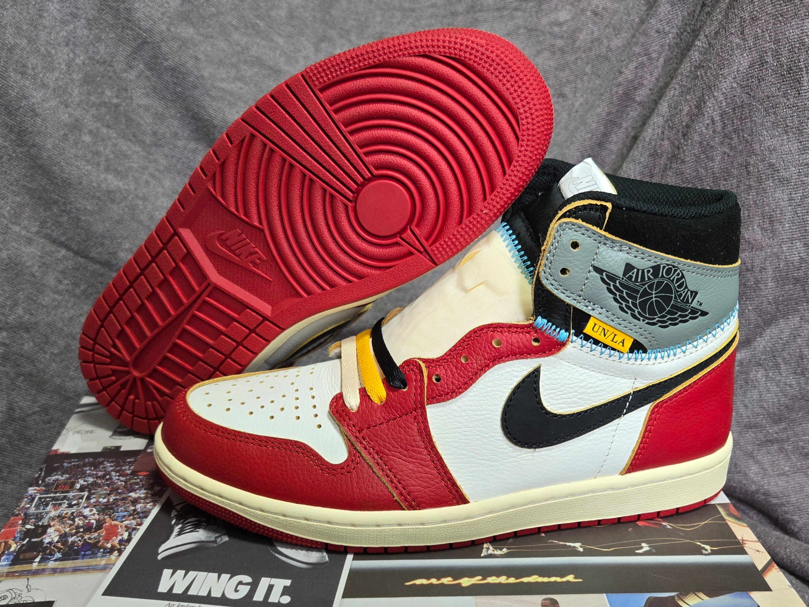 Jordan 1 x Union Retro High OG Chicago Shadow, Jordan 1 High 85 Bred 착용 스타일 - 2