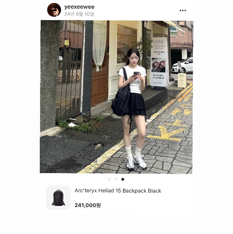 Arc'teryx Heliad 15 Backpack Black 착용 스타일