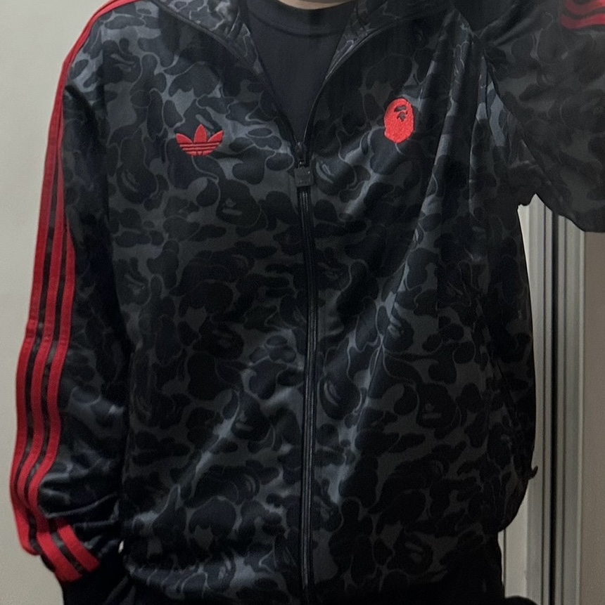 Adidas x BAPE Allover Print Track Top Black - KR Sizing 착용 스타일