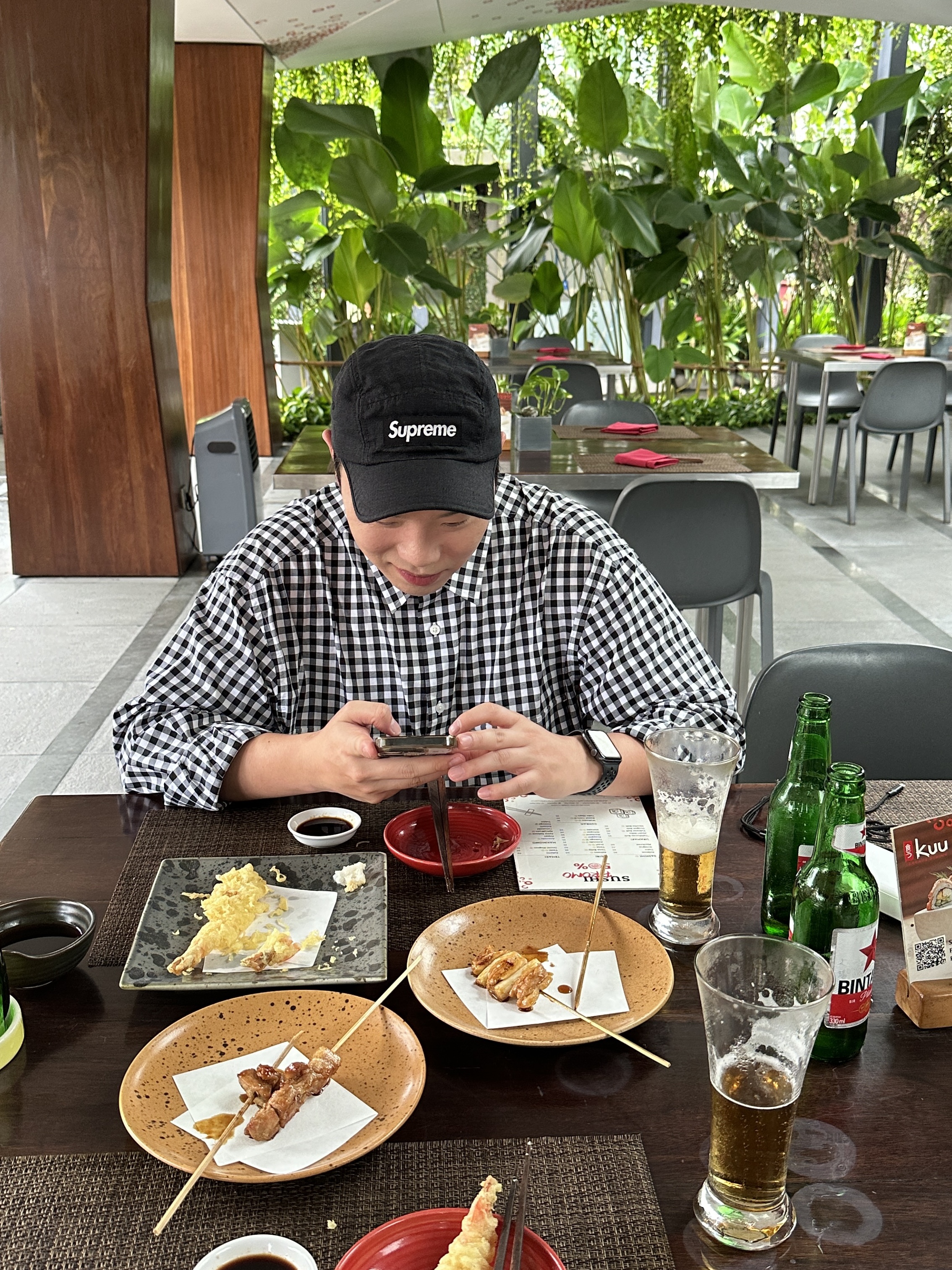 Supreme Linen Fitted Camp Cap Black - 22SS 착용 스타일