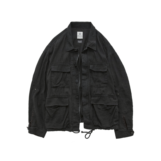 PL5PJK3001BC Polyteru Linen Field Jacket Washed Black
