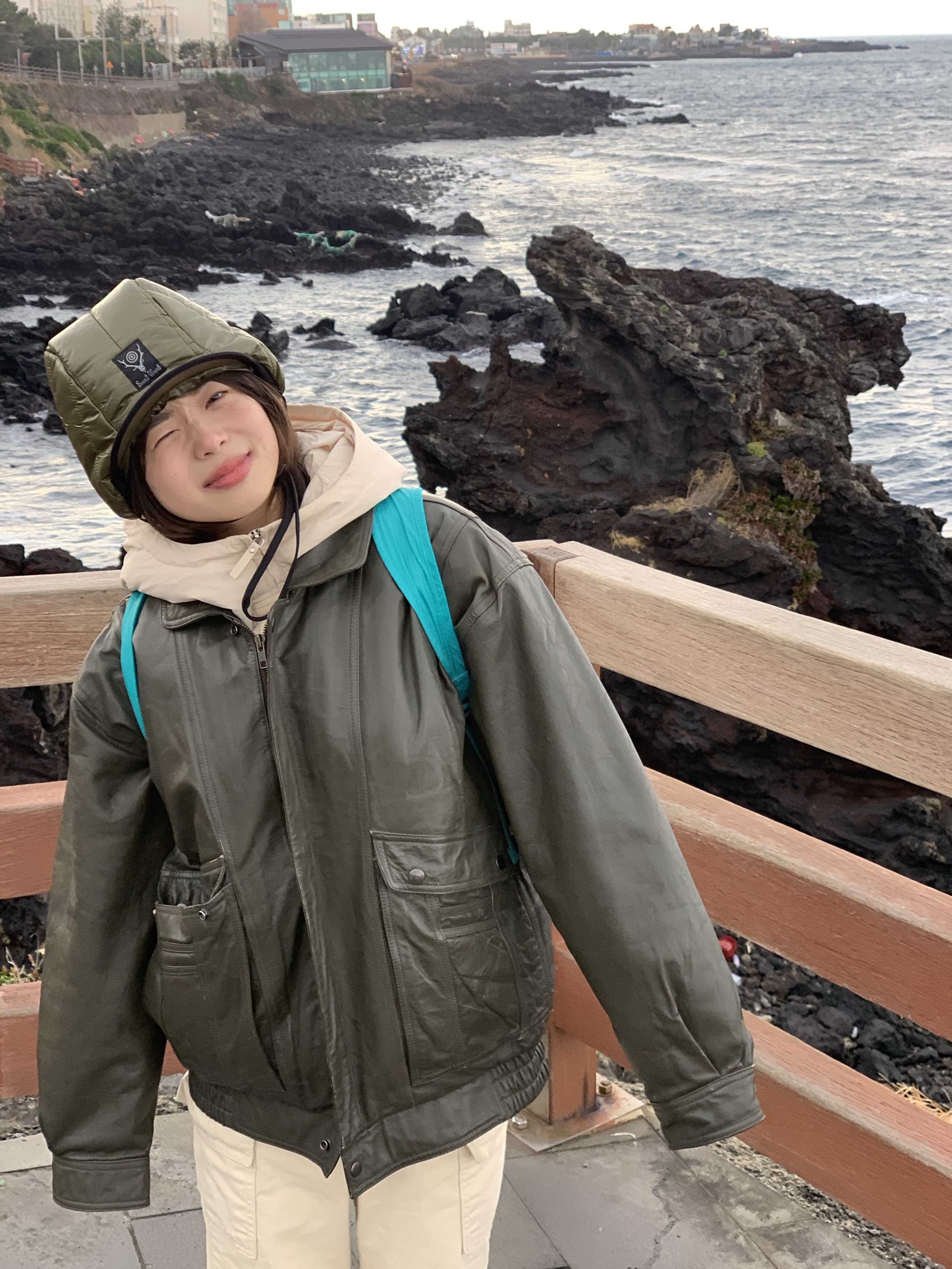 South2 West8 Nylon Ripstop Quilted Cap Olive 착용 스타일 - 1