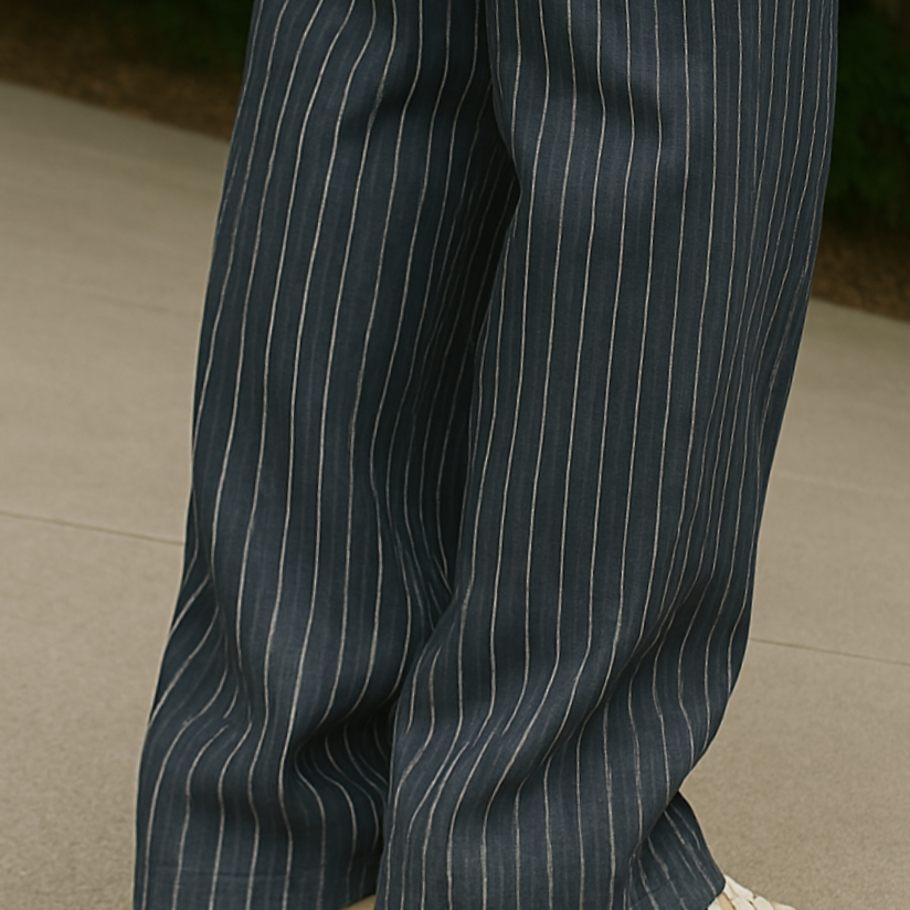 Hono Report Easy Big Pants Black Stripe 착용 스타일