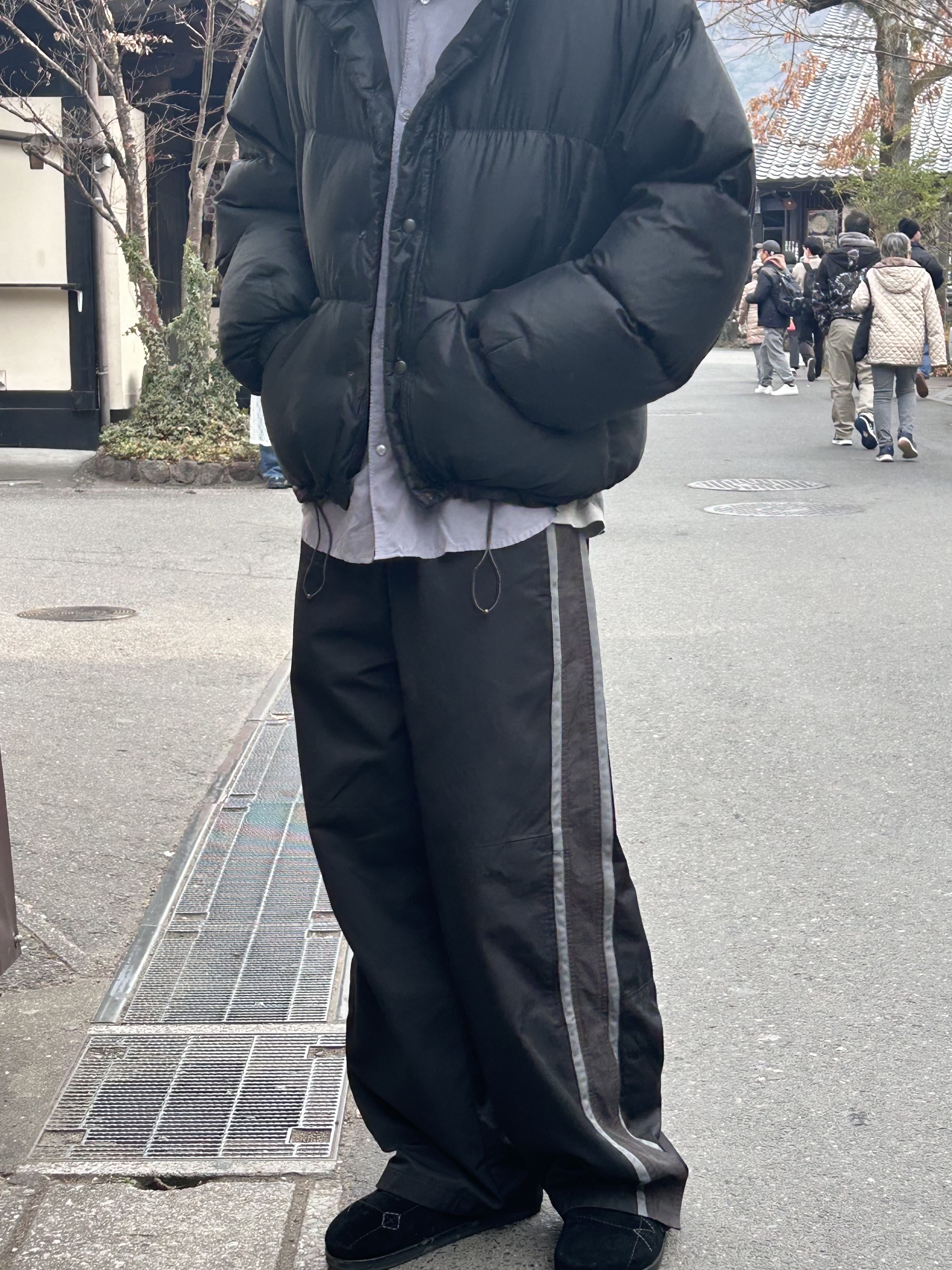 [프리오더] Polyteru Sliders Shoes Black, Polyteru Tenco Loosed Shirt 2.0 Mid Blue Gray 착용 스타일