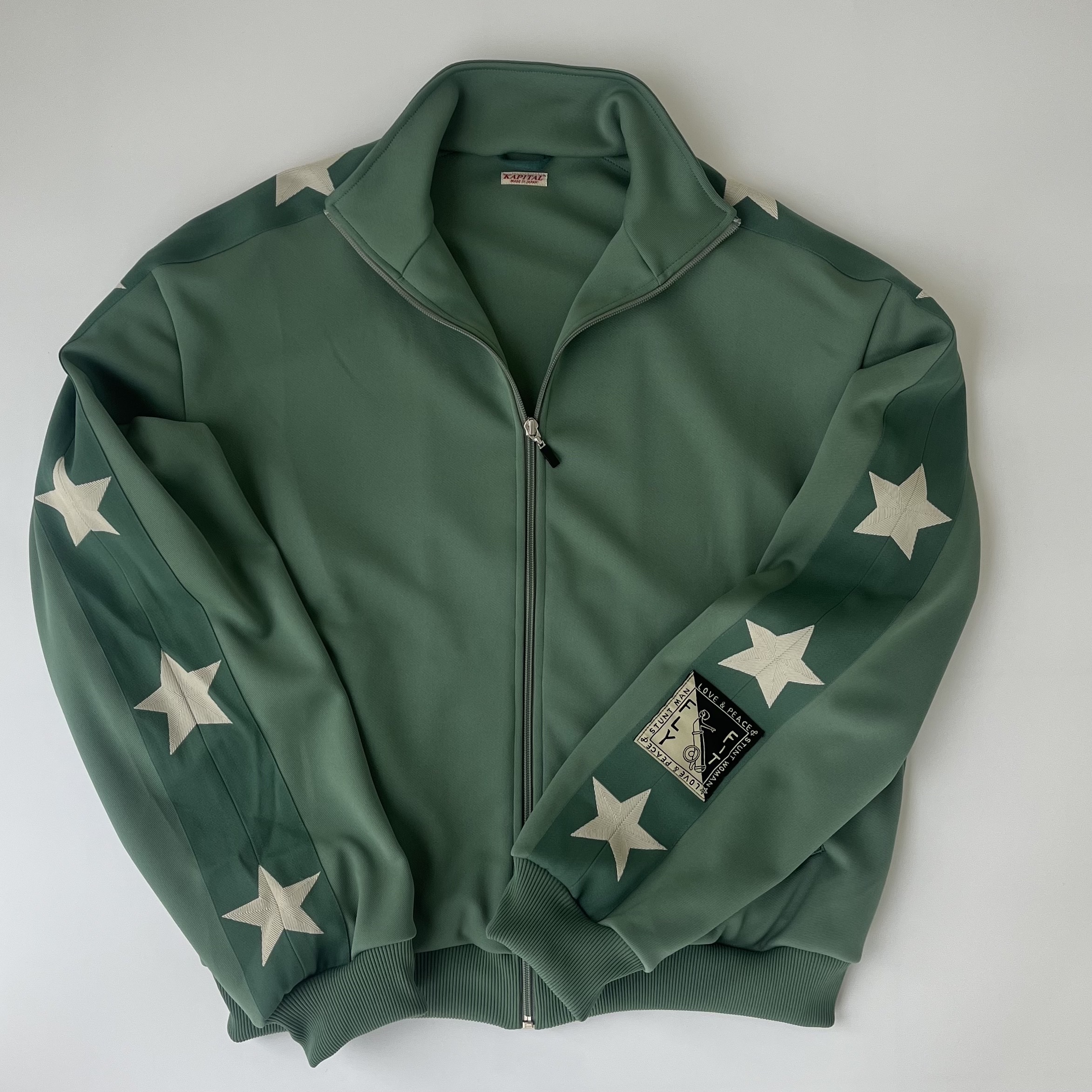 Kapital Smooth Jersey Stuntman & Woman Track Jacket Light Green, Kapital Smooth Jersey Stuntman & Woman Track Jacket Black 착용 스타일 - 5