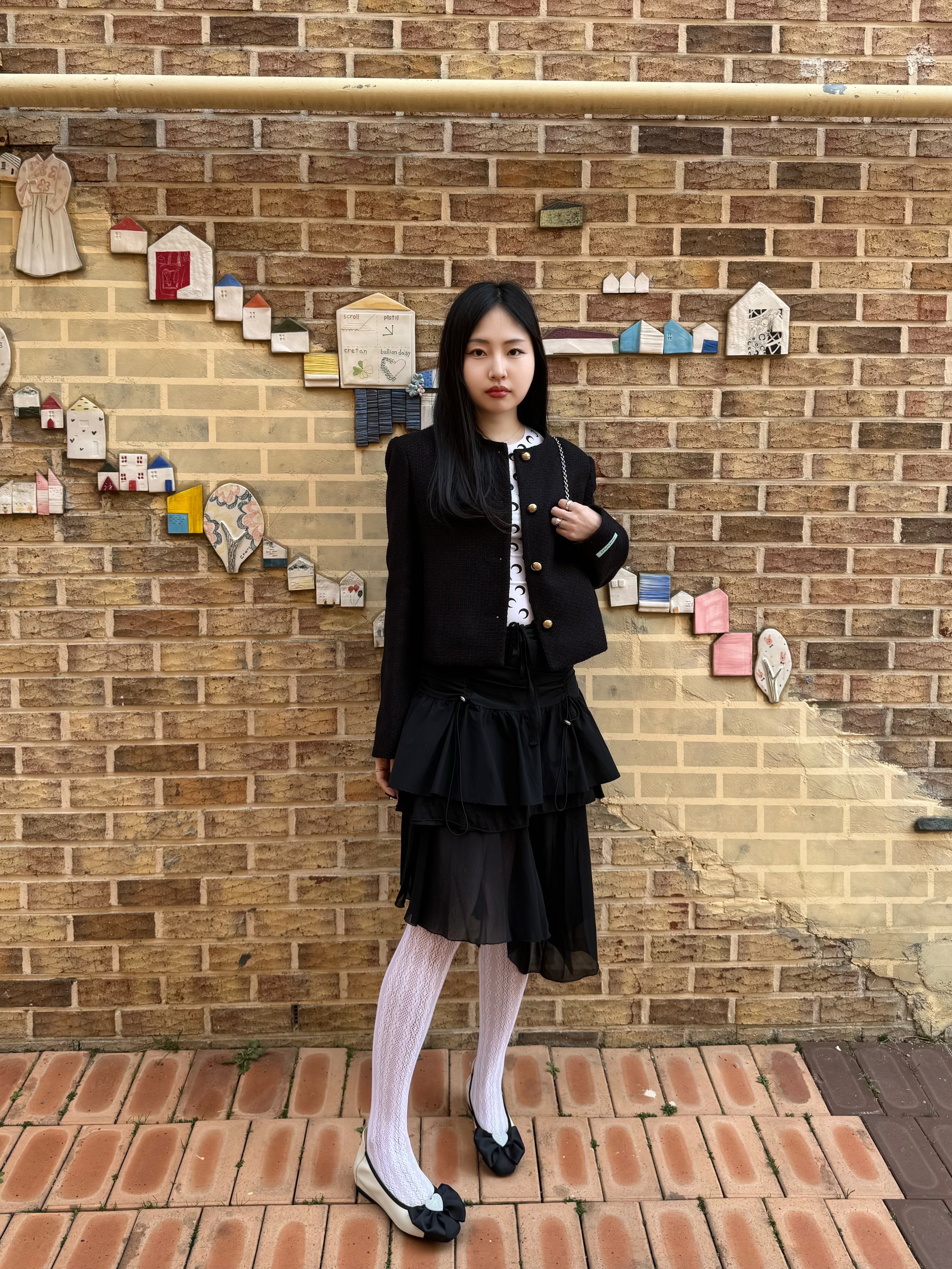 (W) 마린 세르 리제너레이티드 세컨드 탑 화이트 문 착용 스타일 - 4