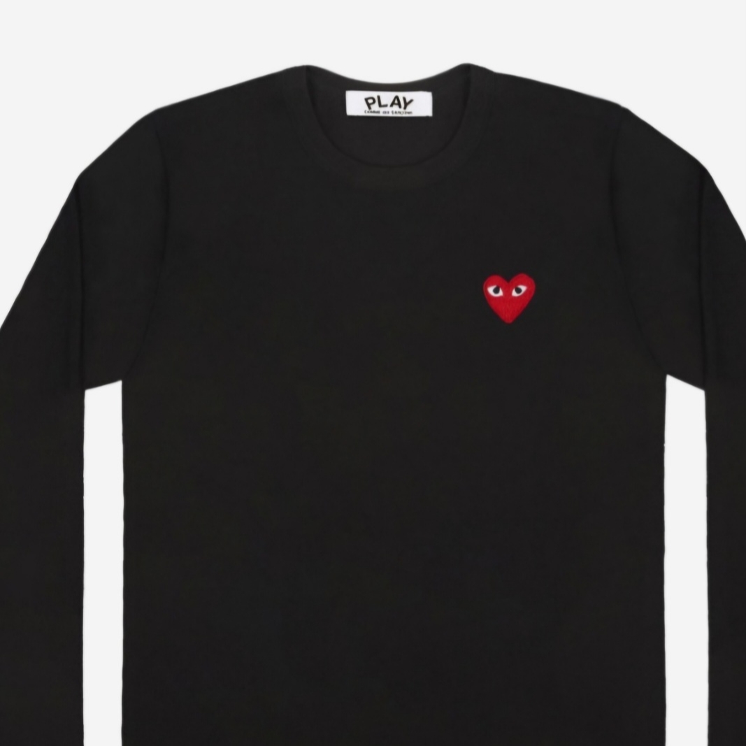 Play Comme des Garcons LS T-Shirt Black 착용 스타일 - 1