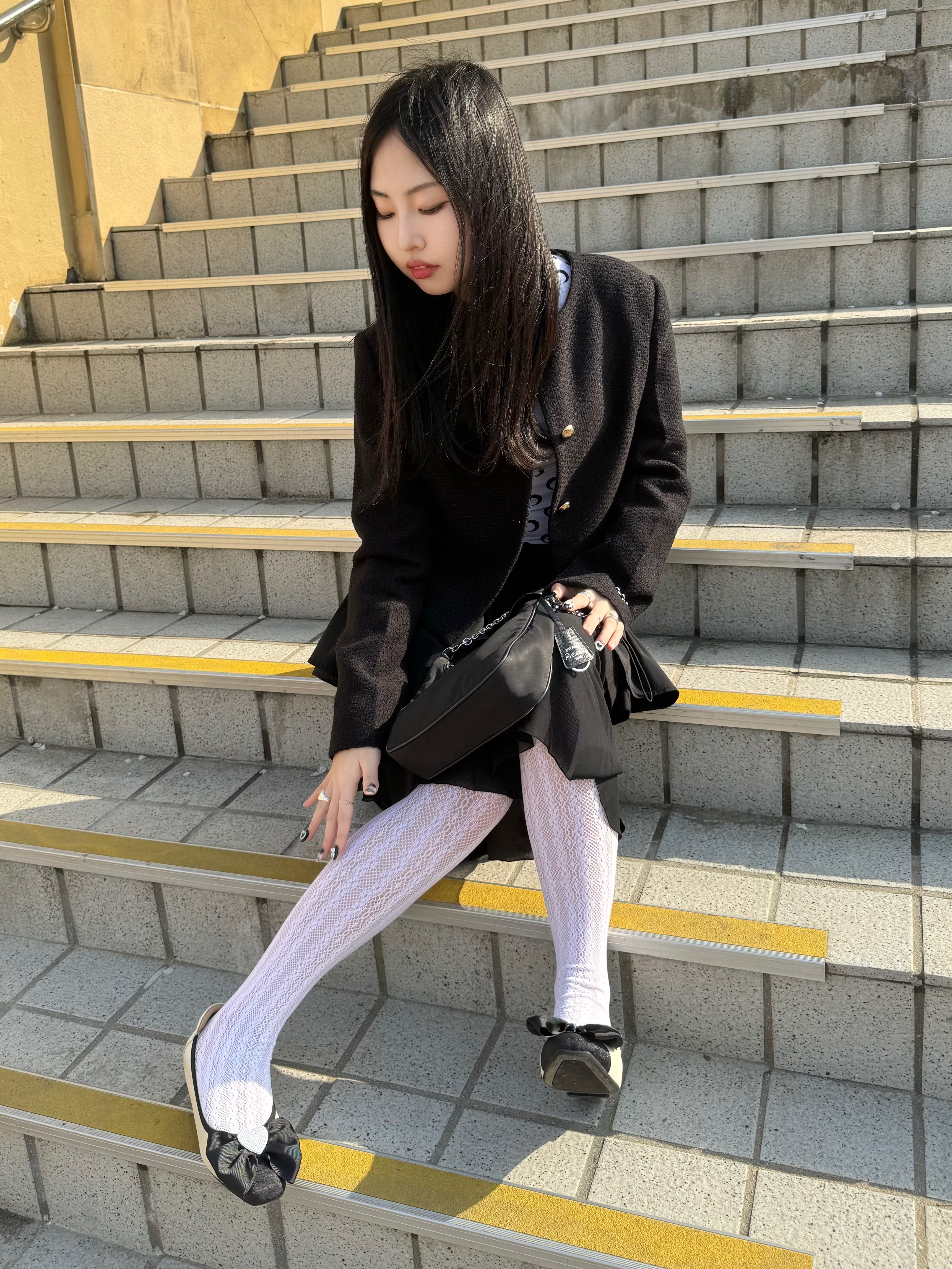 (W) 마린 세르 리제너레이티드 세컨드 탑 화이트 문 착용 스타일 - 5