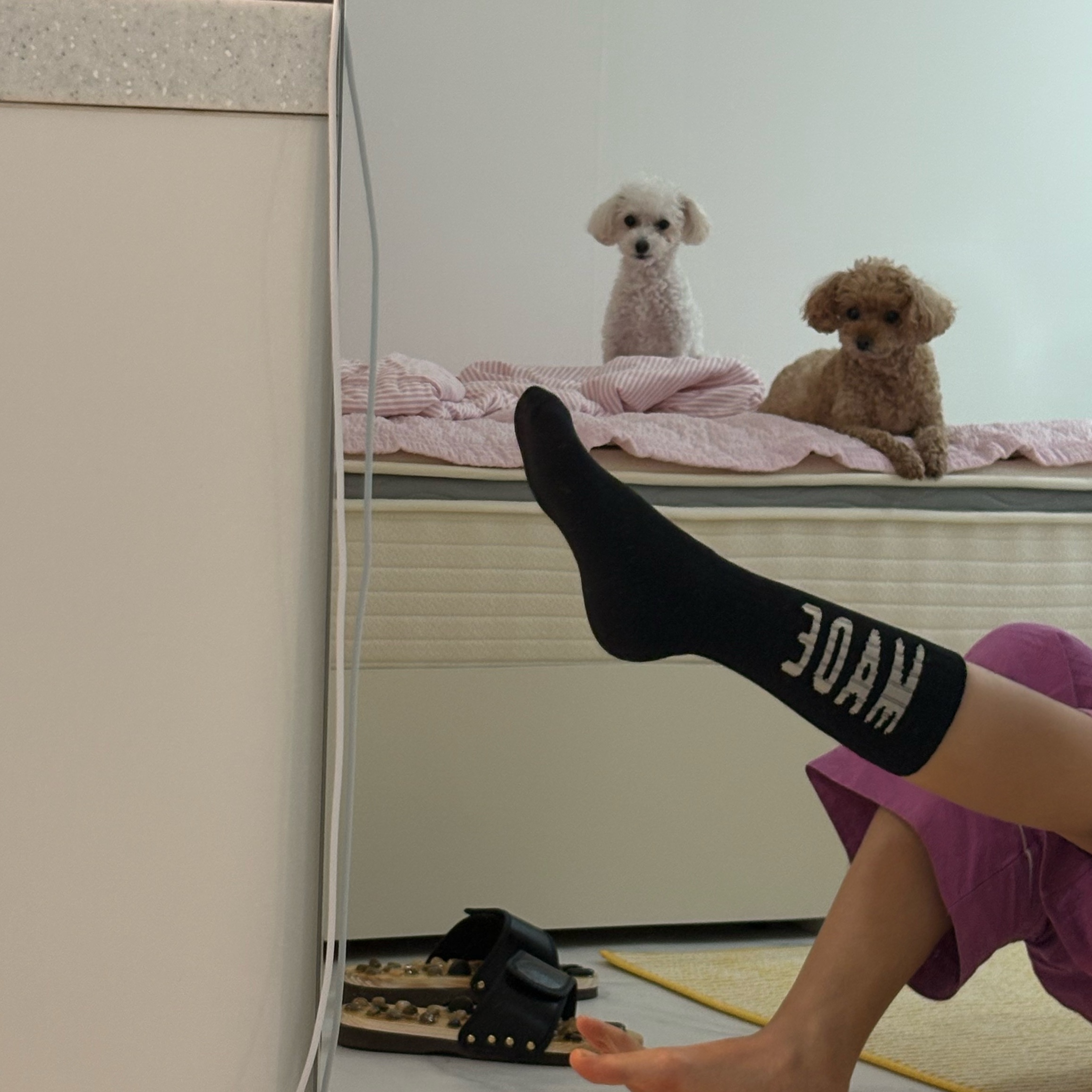 Human Made HM Logo Socks Black 착용 스타일
