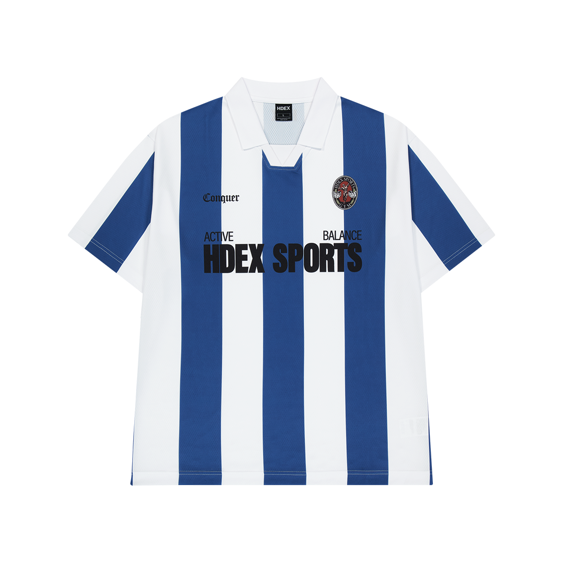 에이치덱스 스트라이프 저지 유니폼 숏 슬리브 블루