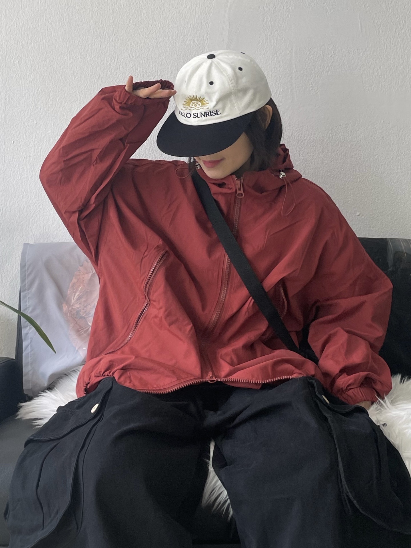 (W) Nike Air Force 1 '07 Low Triple Black, Hello Sunrise  Two Tone Washed OG Logo 6panel Cap Off White & Black 착용 스타일 - 6