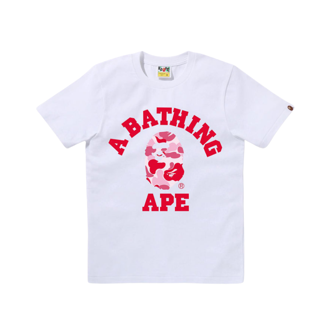 - (W) BAPE ABC Camo College T-Shirt White Pink