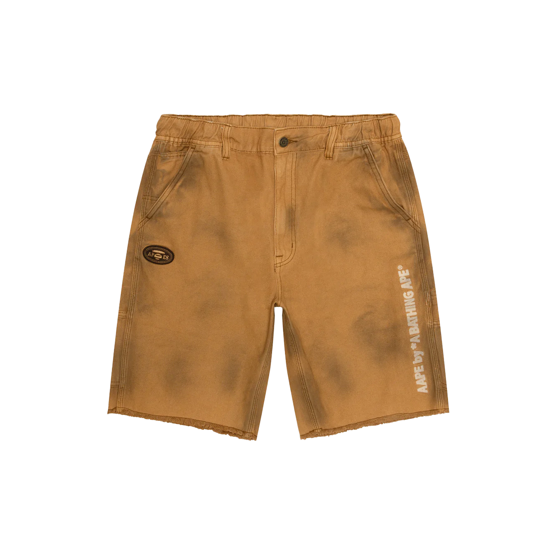 KM5BPASAP37BG AAPE Main Woven Short Pants Light Beige - 25SS